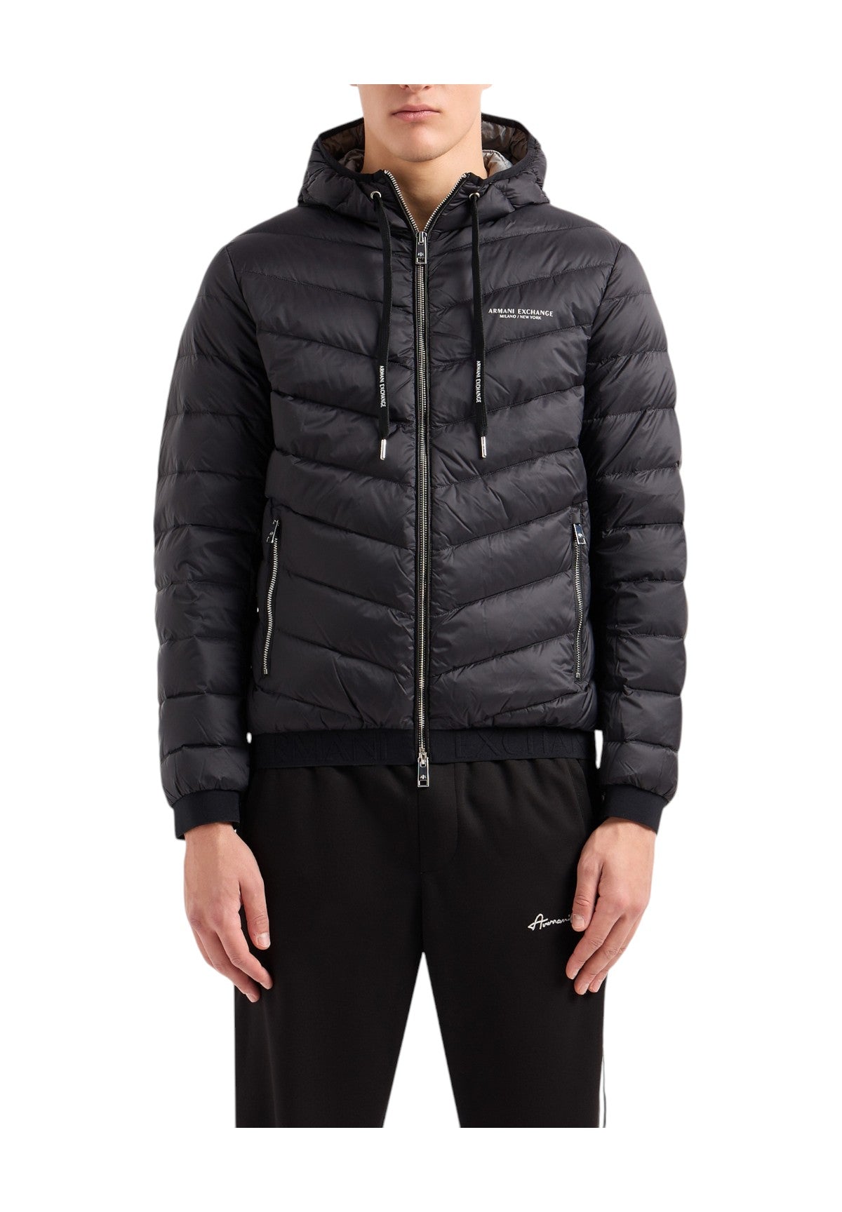 Piumino Leggero 8nzb53 Black, Melange Grey B