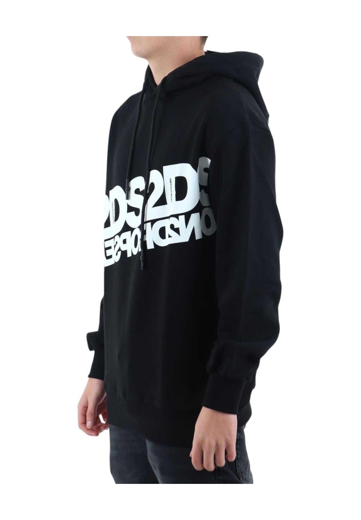 Felpa Pullover Con Cappuccio Ss25236 Nero