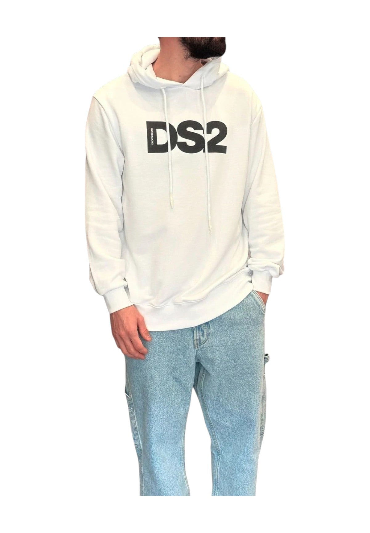 Felpa Pullover Con Cappuccio Ss25293 Bianco