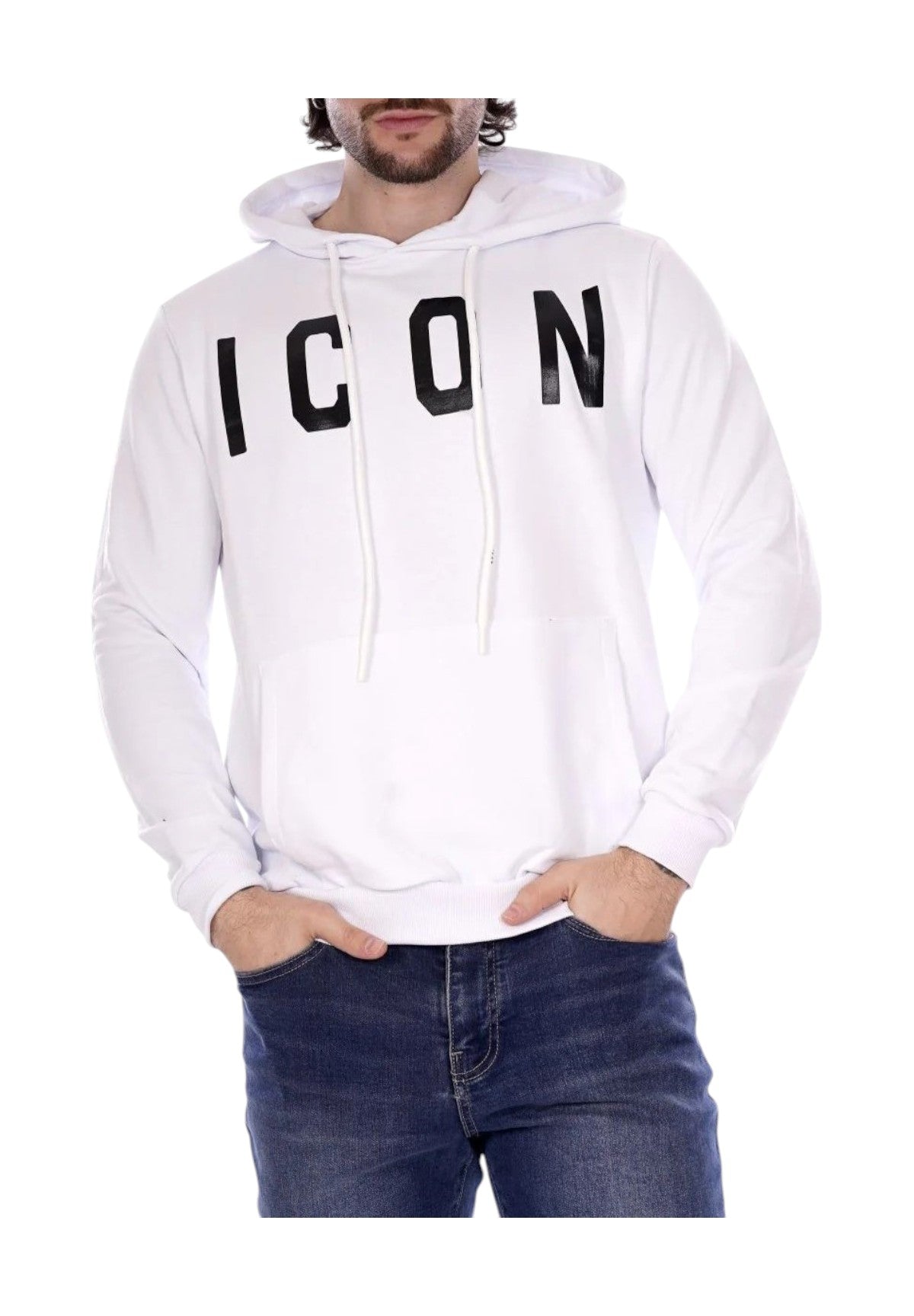 Felpa Pullover Con Cappuccio Icus2s5f004 Bianco