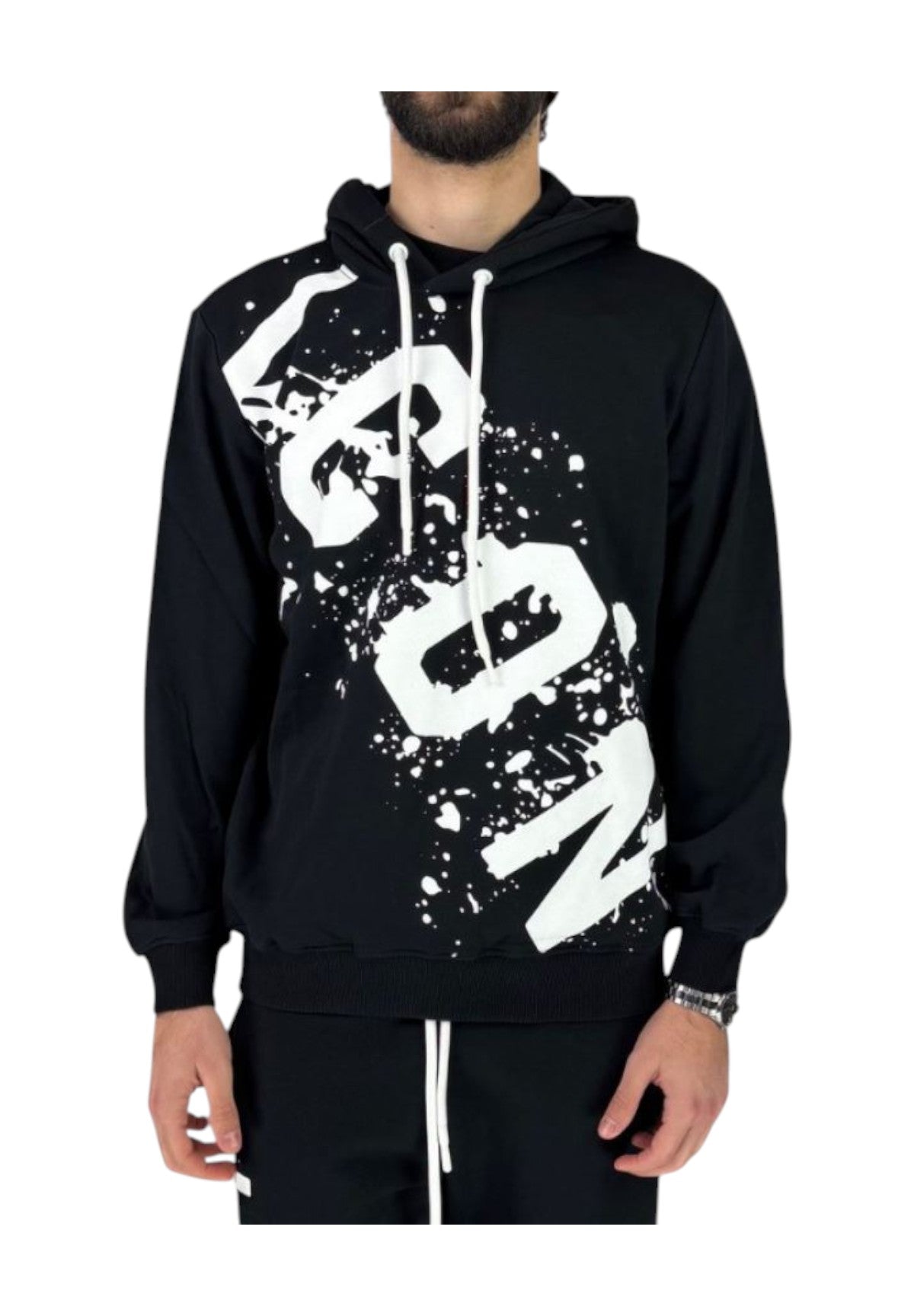 Felpa Pullover Con Cappuccio Icus2s5f019 Nero
