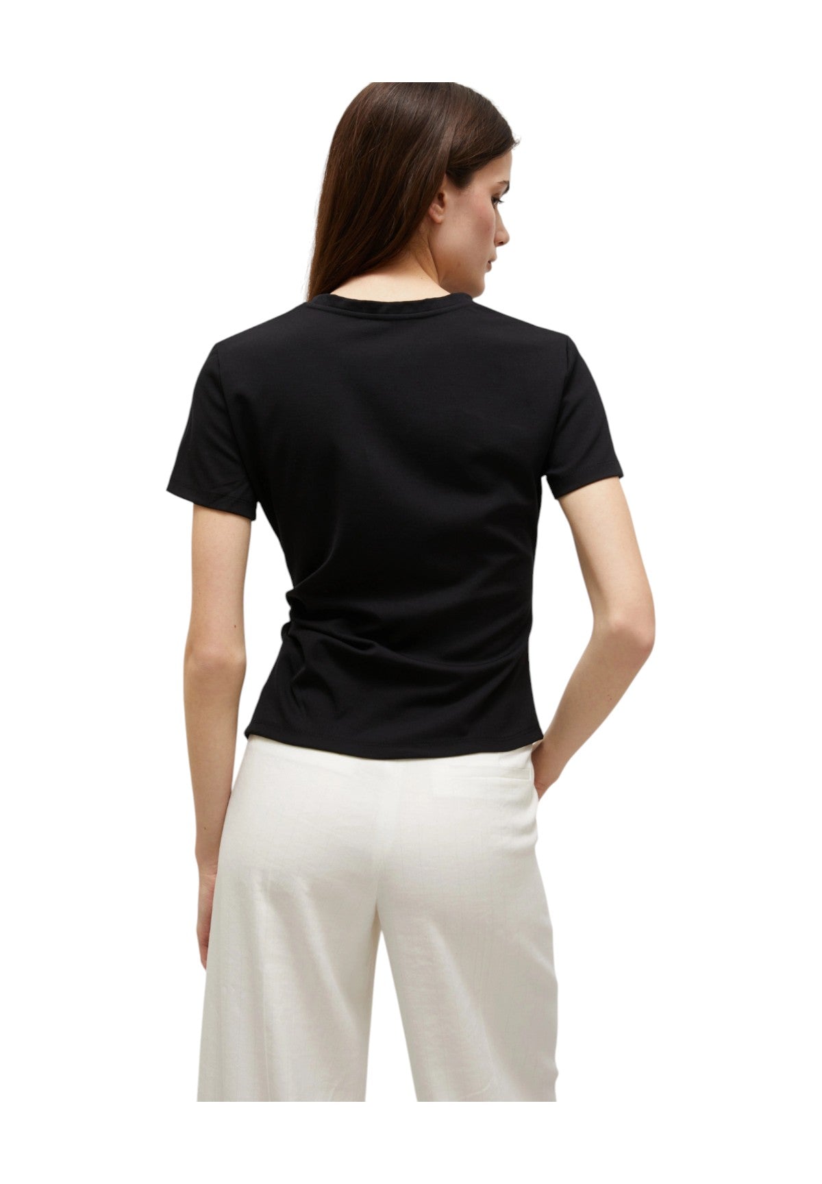 T-Shirt A Maniche Corte Curvato Nero