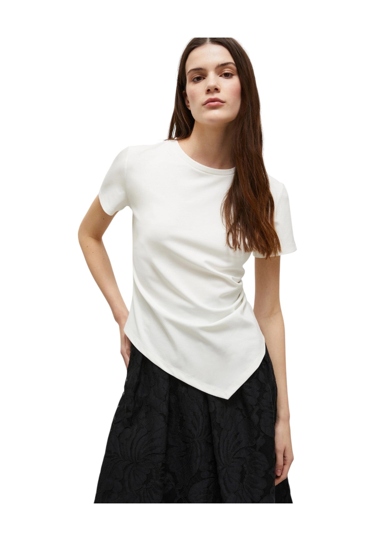 T-Shirt A Maniche Corte Curvato Bianco