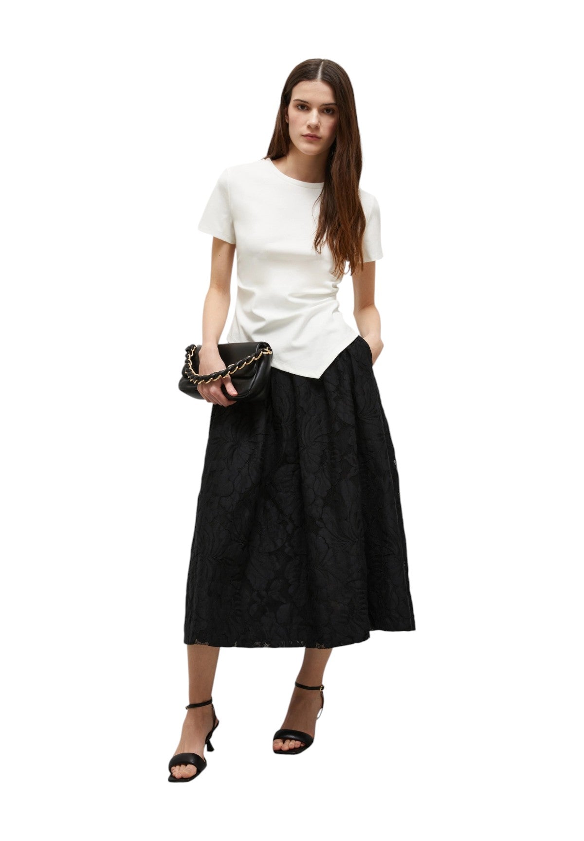 T-Shirt A Maniche Corte Curvato Bianco