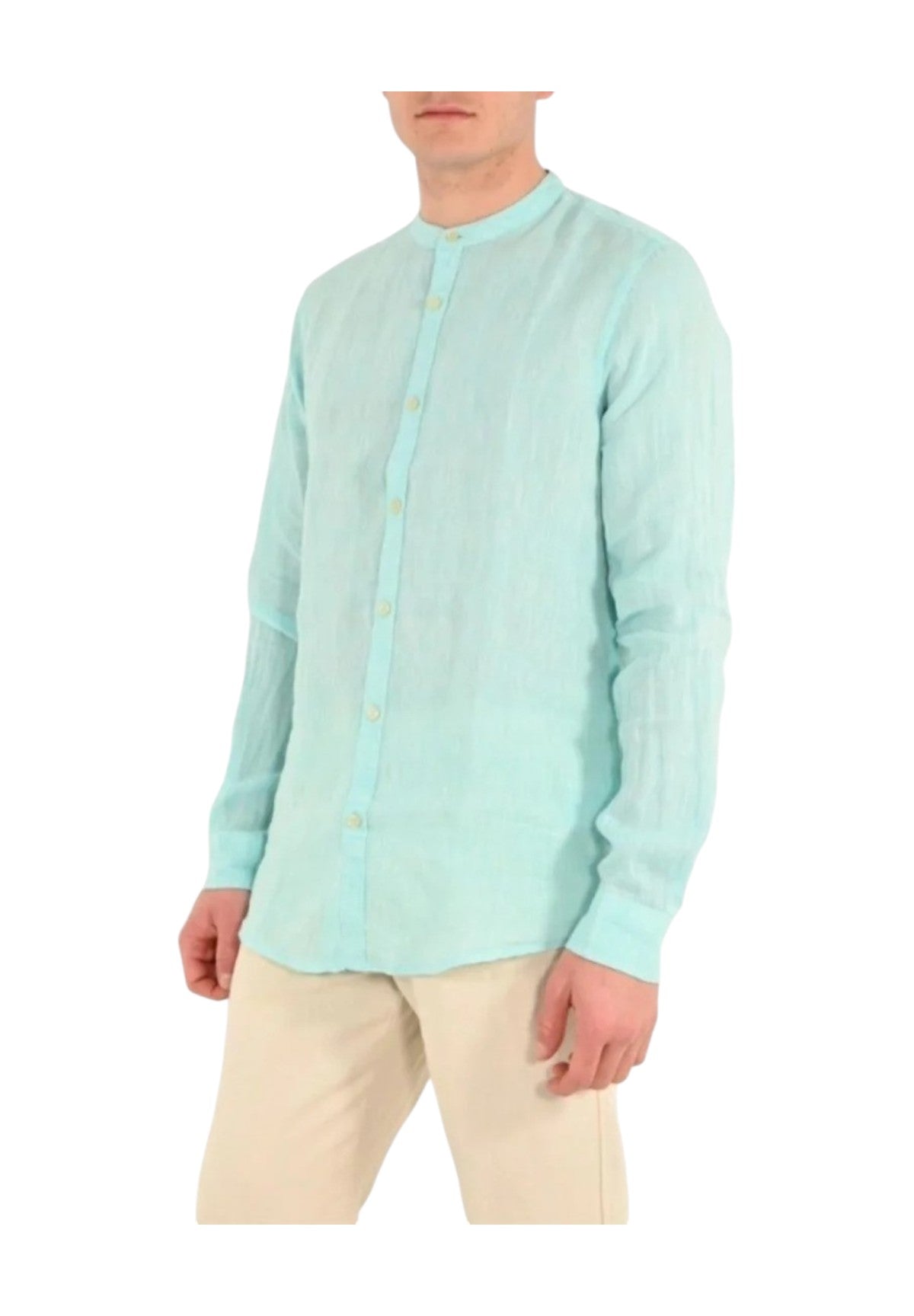 Camicia Coreana Mk13002 Verde Acqua