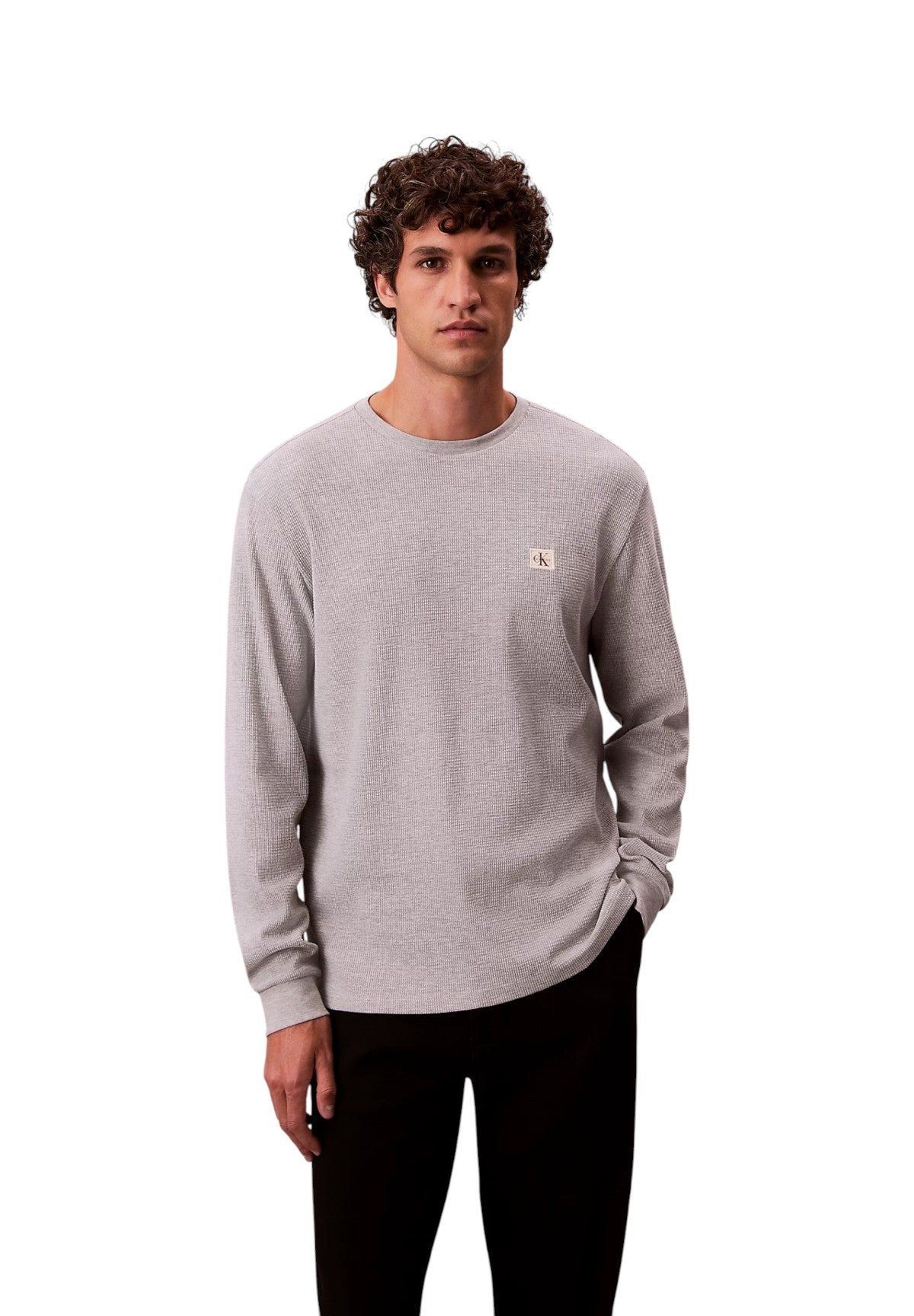 T-shirt a Maniche Lunghe Waffle Badge Crew LV040EM217 Heroic Grey Htr