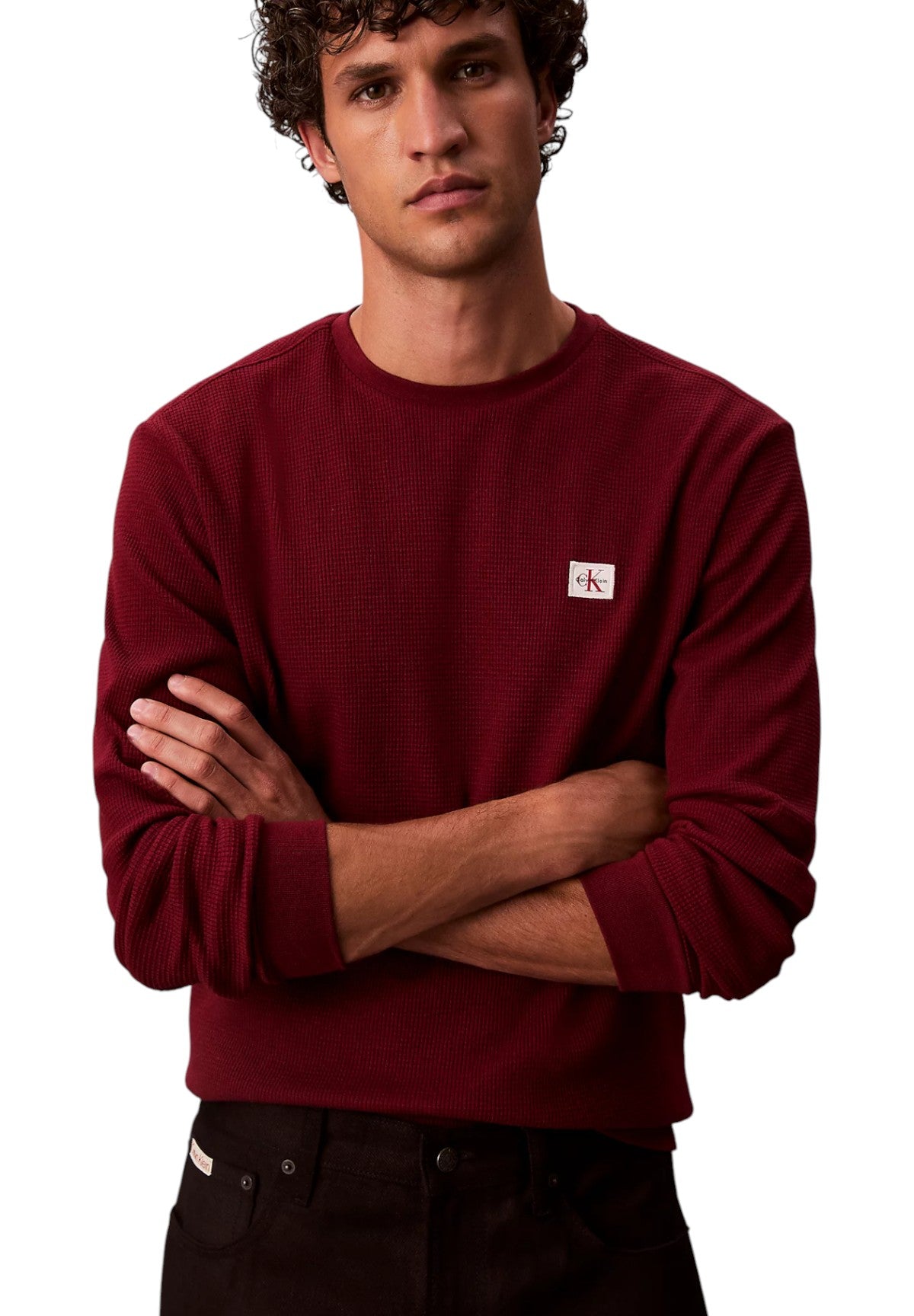 T-shirt a Maniche Lunghe Waffle Badge Crew LV040EM217 Renaissance Red