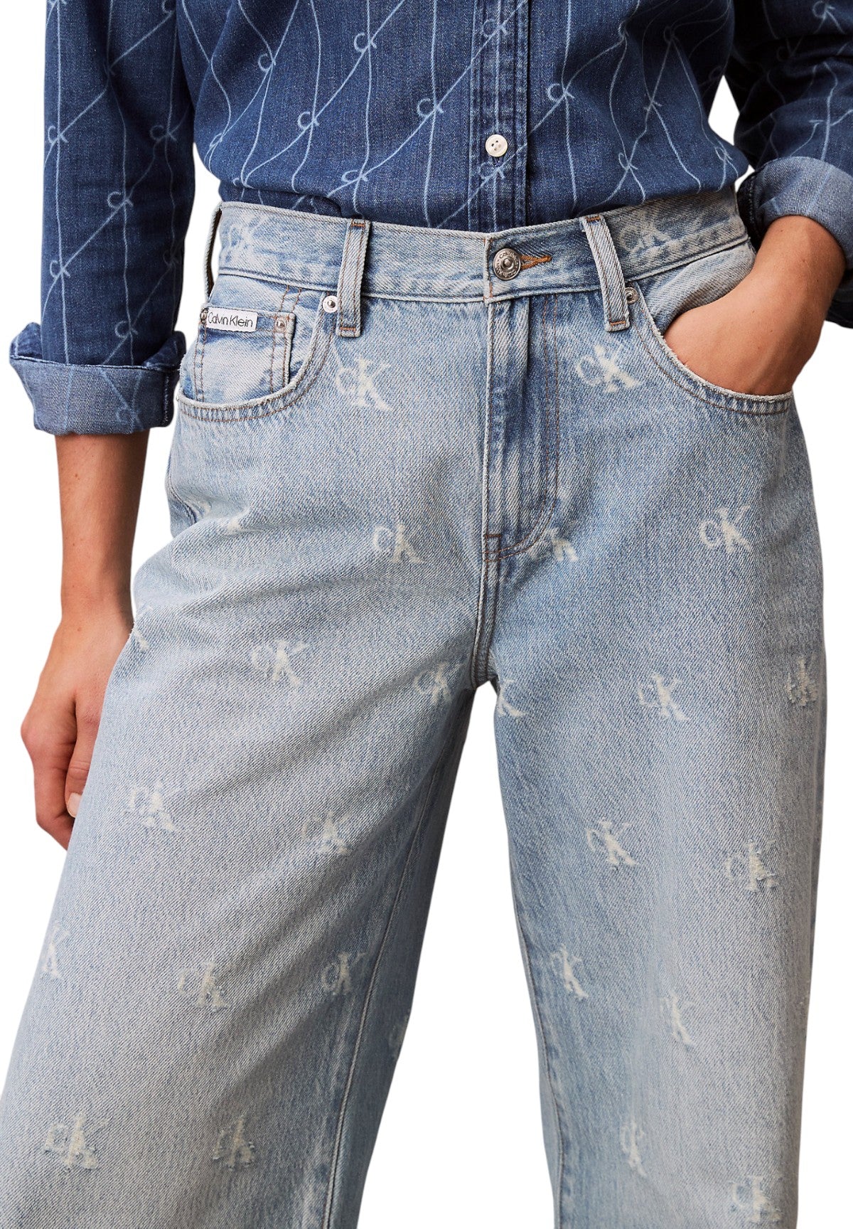 Jeans The Wide Leg Ck Dist LV047C785G Ck Distressed Indigo