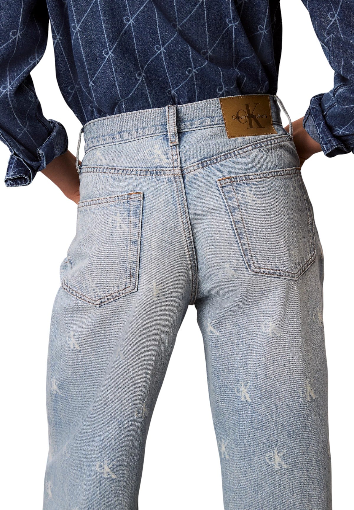 Jeans The Wide Leg Ck Dist LV047C785G Ck Distressed Indigo