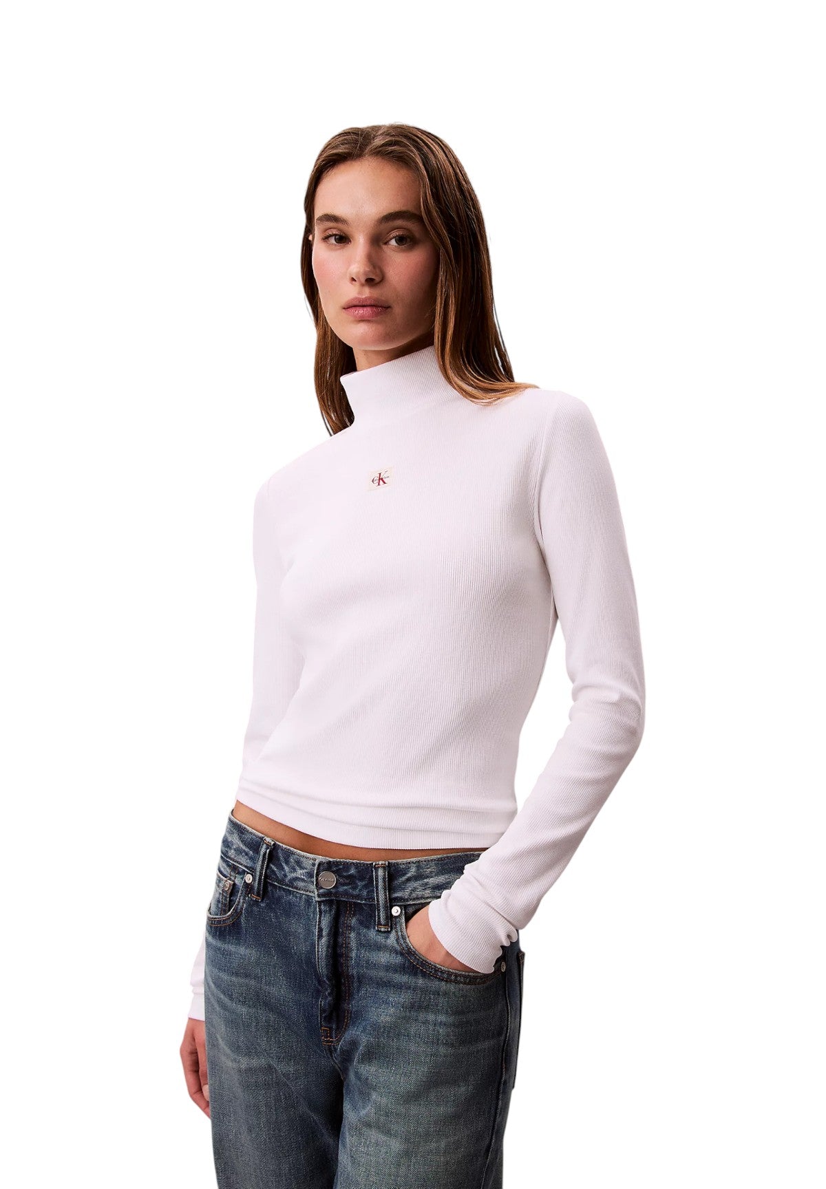 Maglione Collo Alto Ls Woven Label Turtl LV047D203G Brilliant White