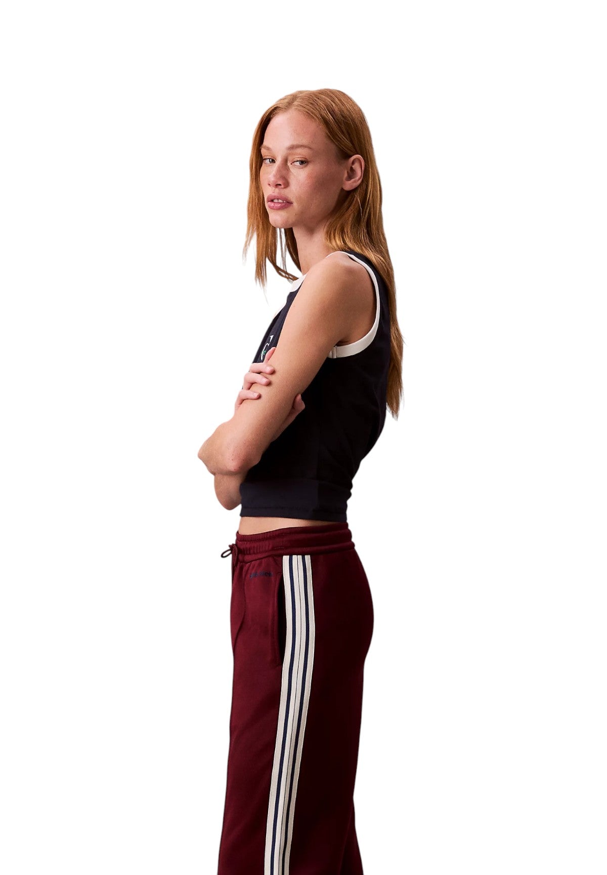 Pantaloni Tuta High Shine French Te LV144C239G Deep Rouge