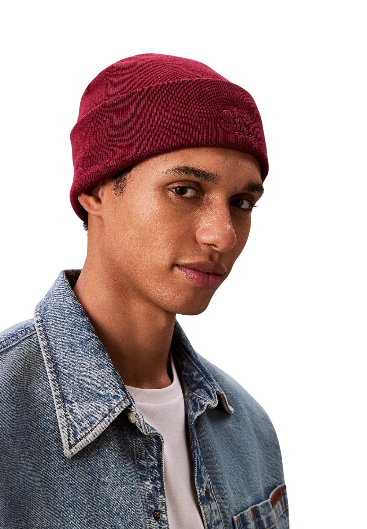 Cappello Ck Fine Rib Beanie LV04D8020G Beet Red