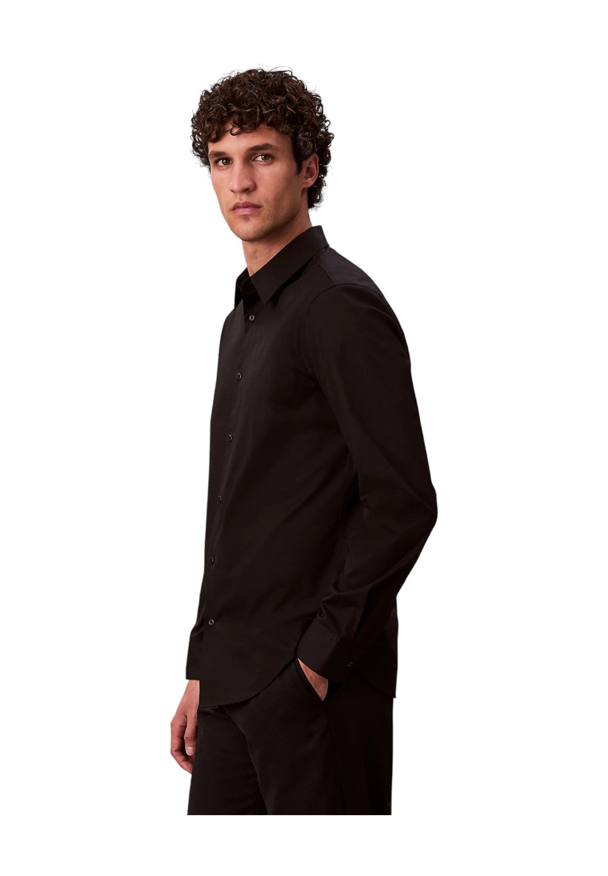 Camicia a Maniche Lunghe Solid Stretch LV04LB145G Black