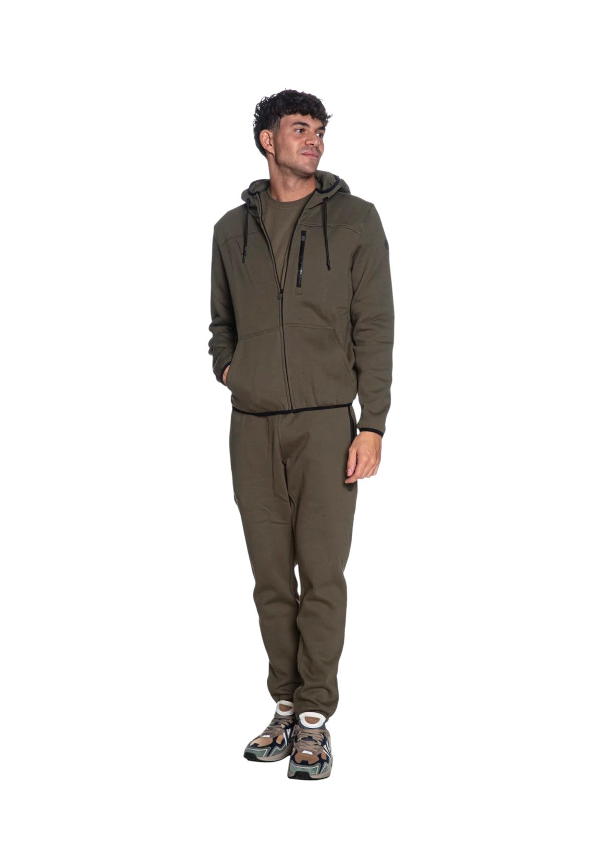 Felpa Full-Zip con Cappuccio YURI 3.0 Olive night