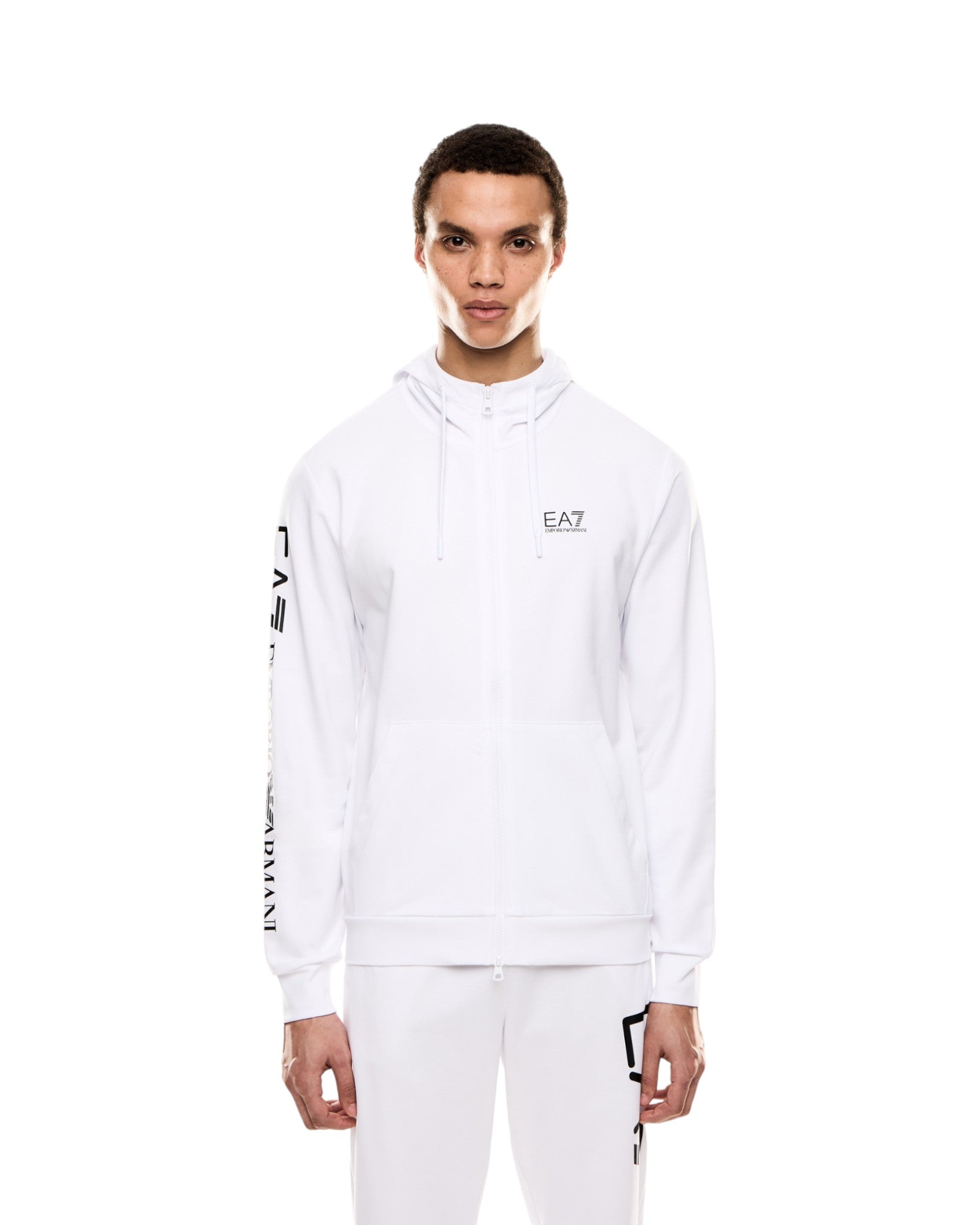 Felpa Pullover con Cappuccio 7M000568 White, black