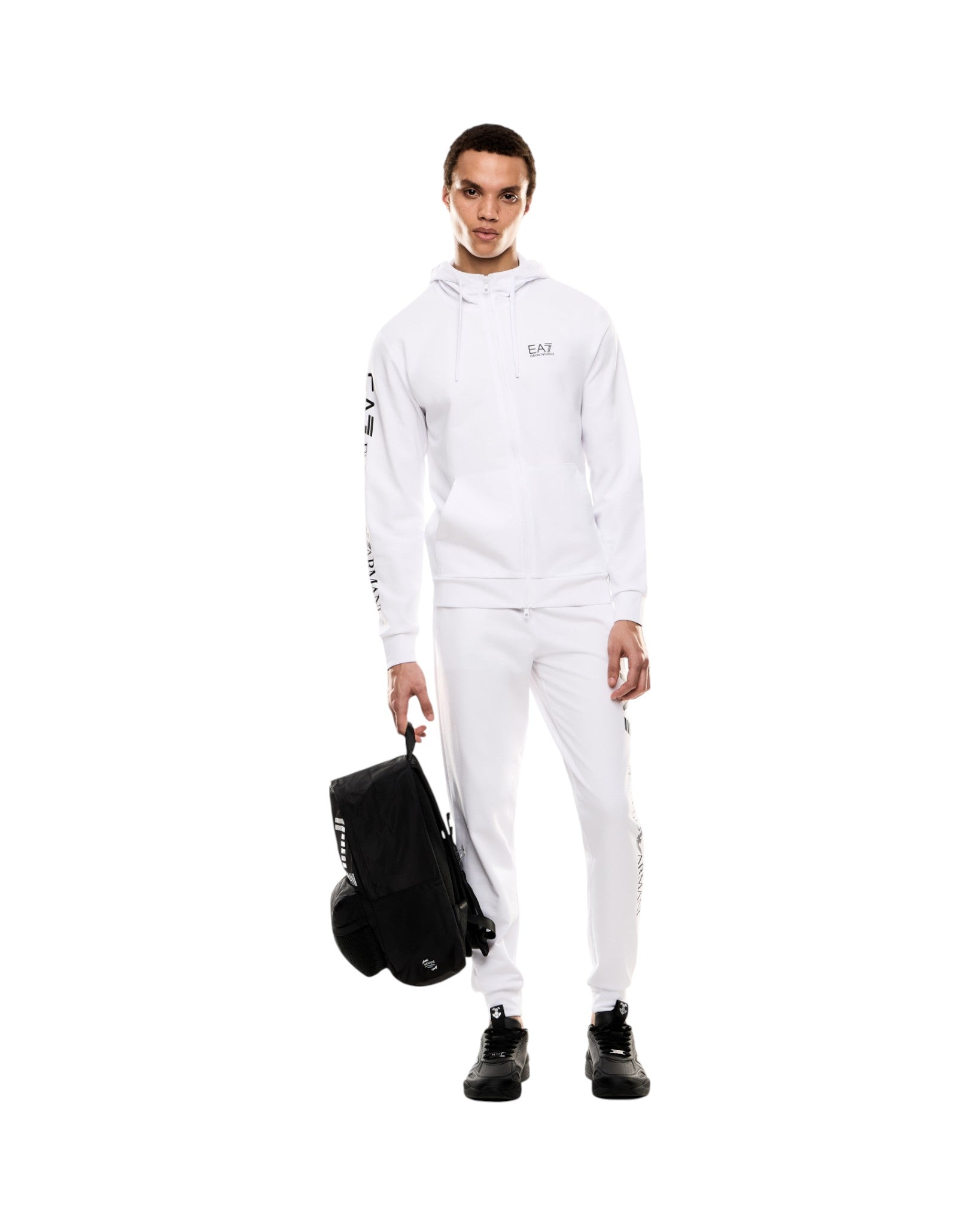 Felpa Pullover con Cappuccio 7M000568 White, black