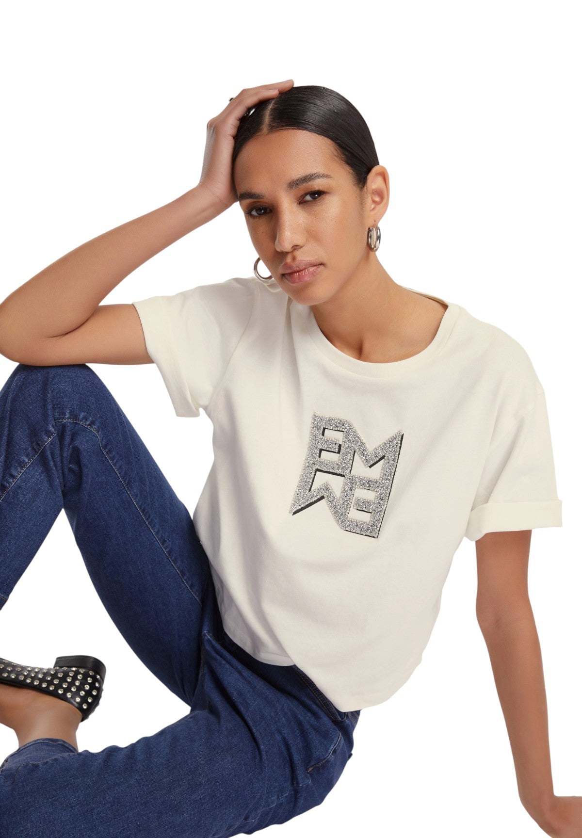 T-shirt a Maniche Corte 2525976021200 MICAELABIS Panna