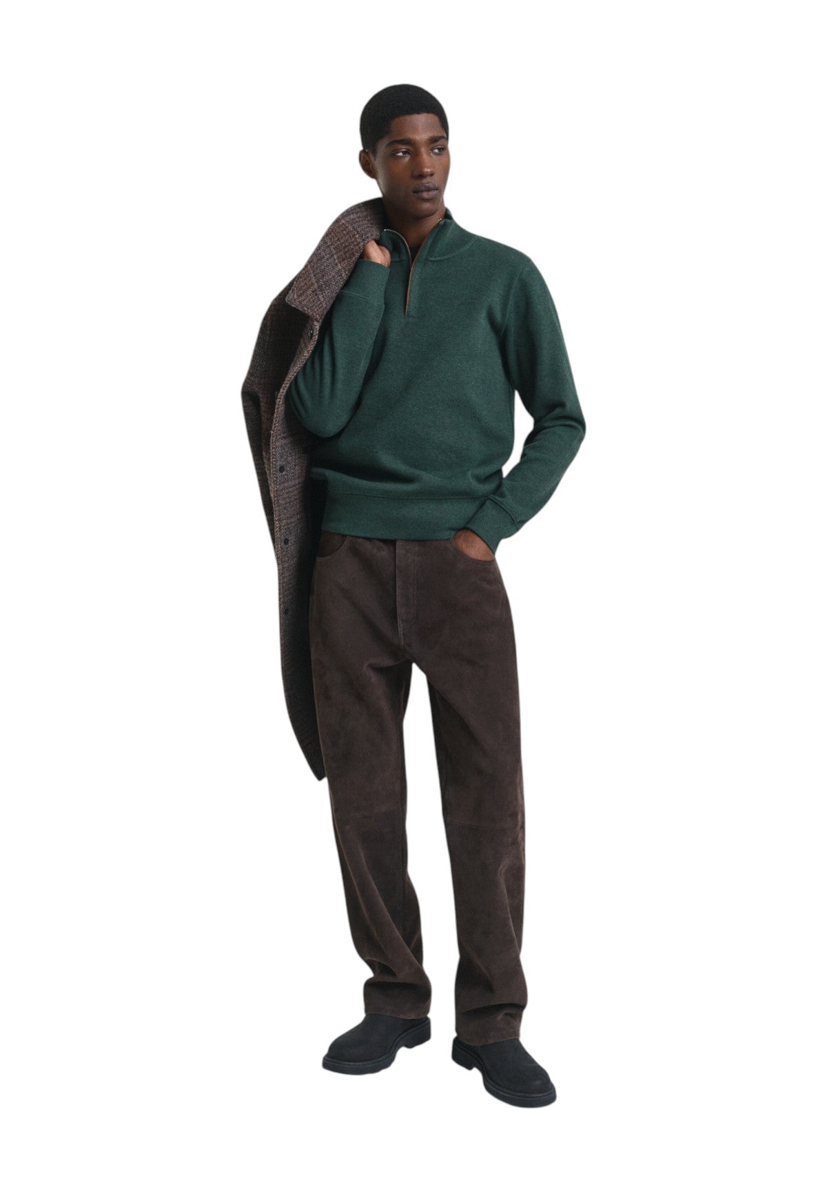 Maglione Collo Alto Ribbed Half Zip 2068028 Tartan Green