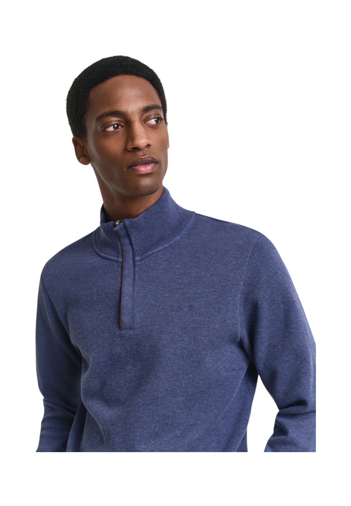 Maglione Collo Alto Ribbed Half Zip 2068028 Dark Jeansblue Melange