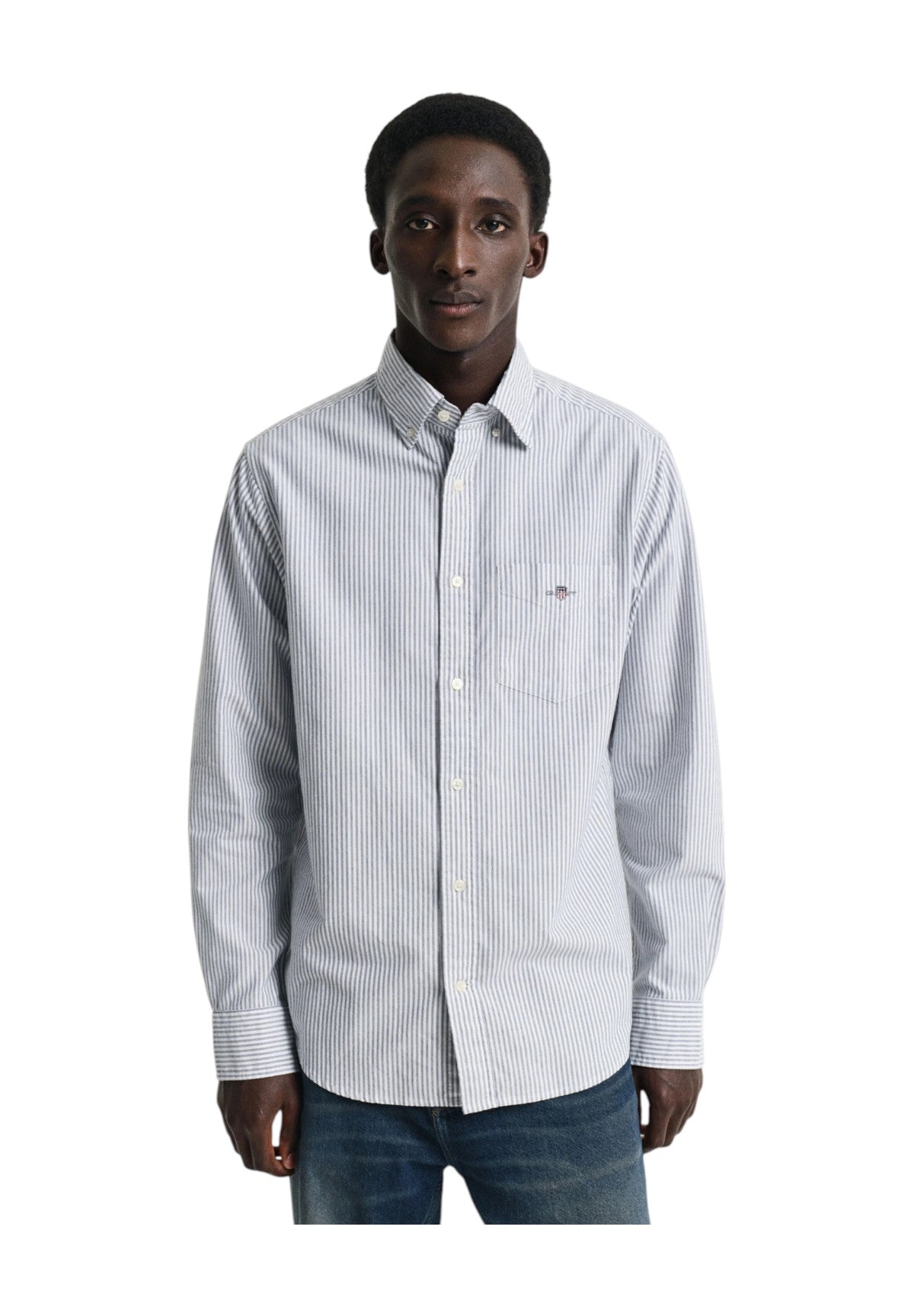Camicia a Maniche Lunghe Classic Oxford Stripe 3000230 Persian Blue