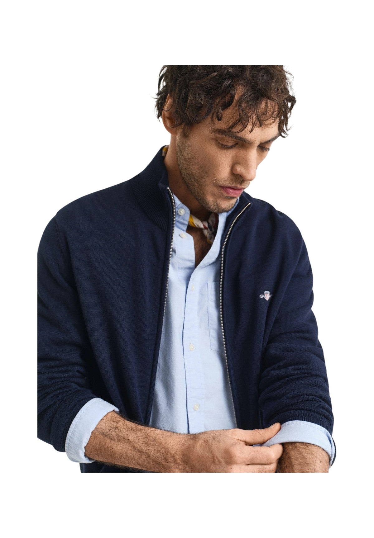 Cardigan Casual Cotton Zip 8030164 Evening Blue