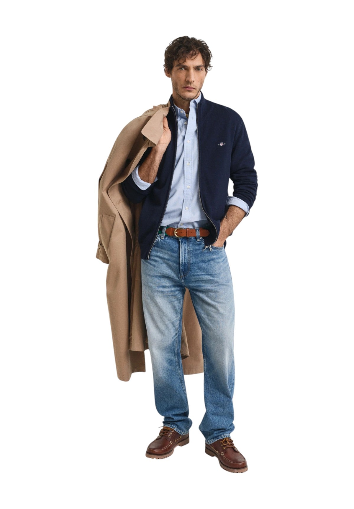 Cardigan Casual Cotton Zip 8030164 Evening Blue