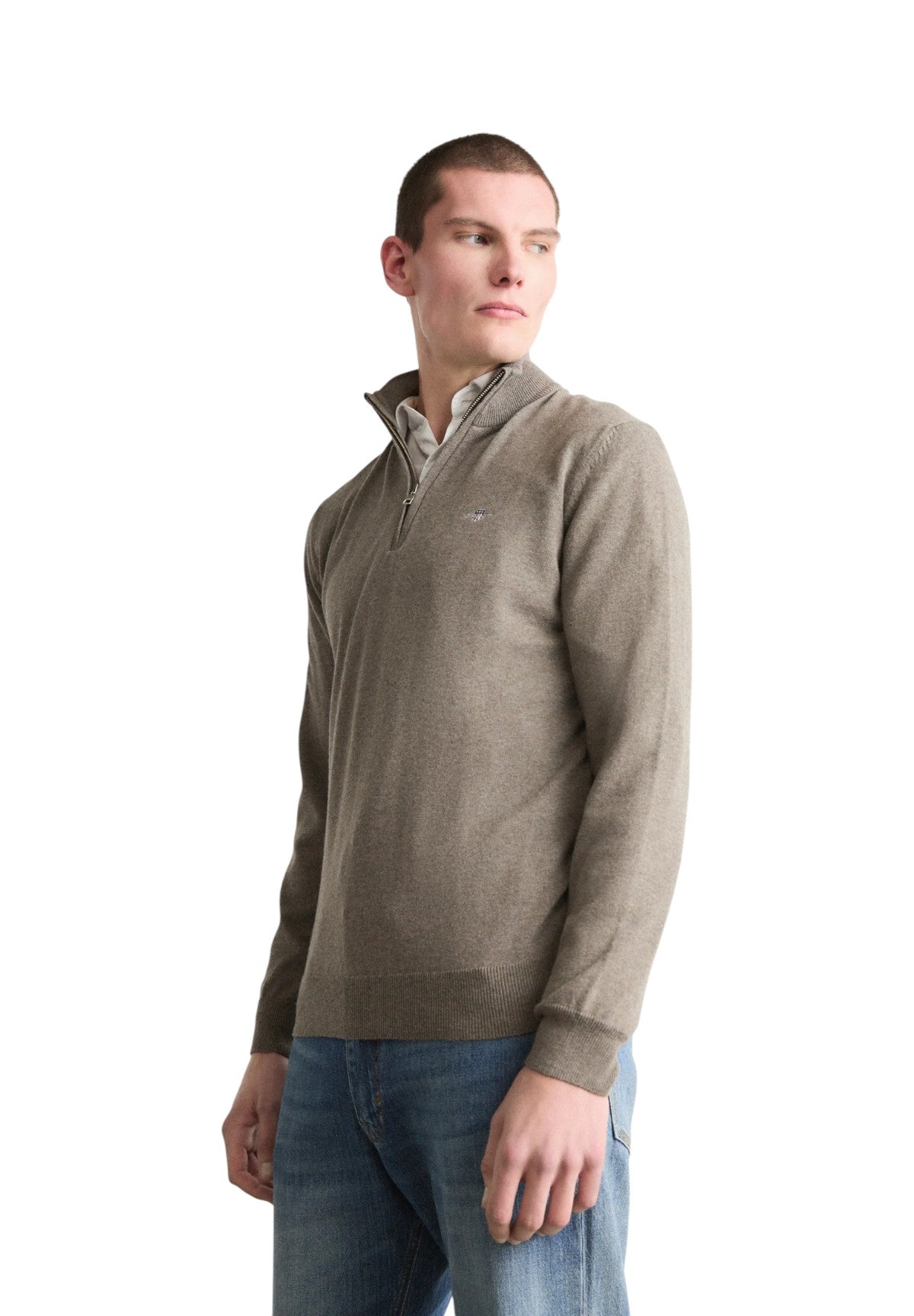 Maglione con Scollo a V 8060069 Dark Hazelnut Melange