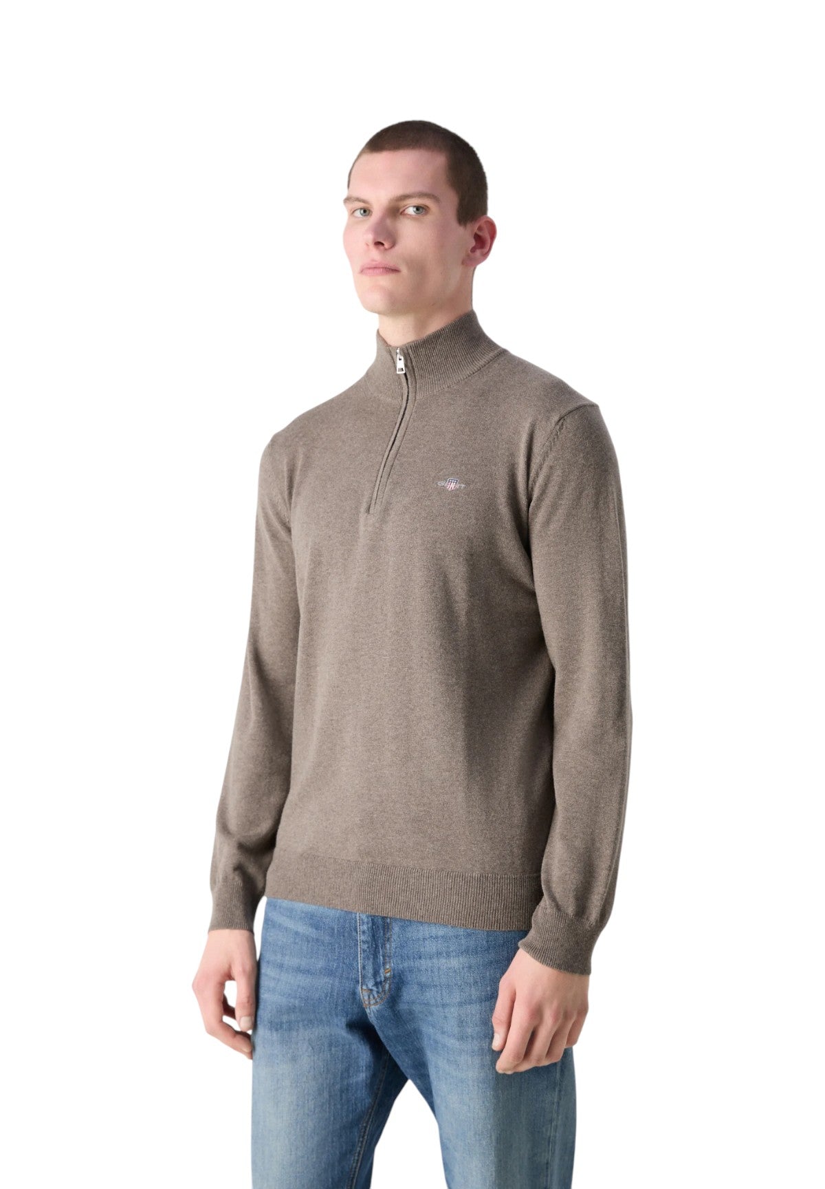Maglione con Scollo a V 8060069 Dark Hazelnut Melange