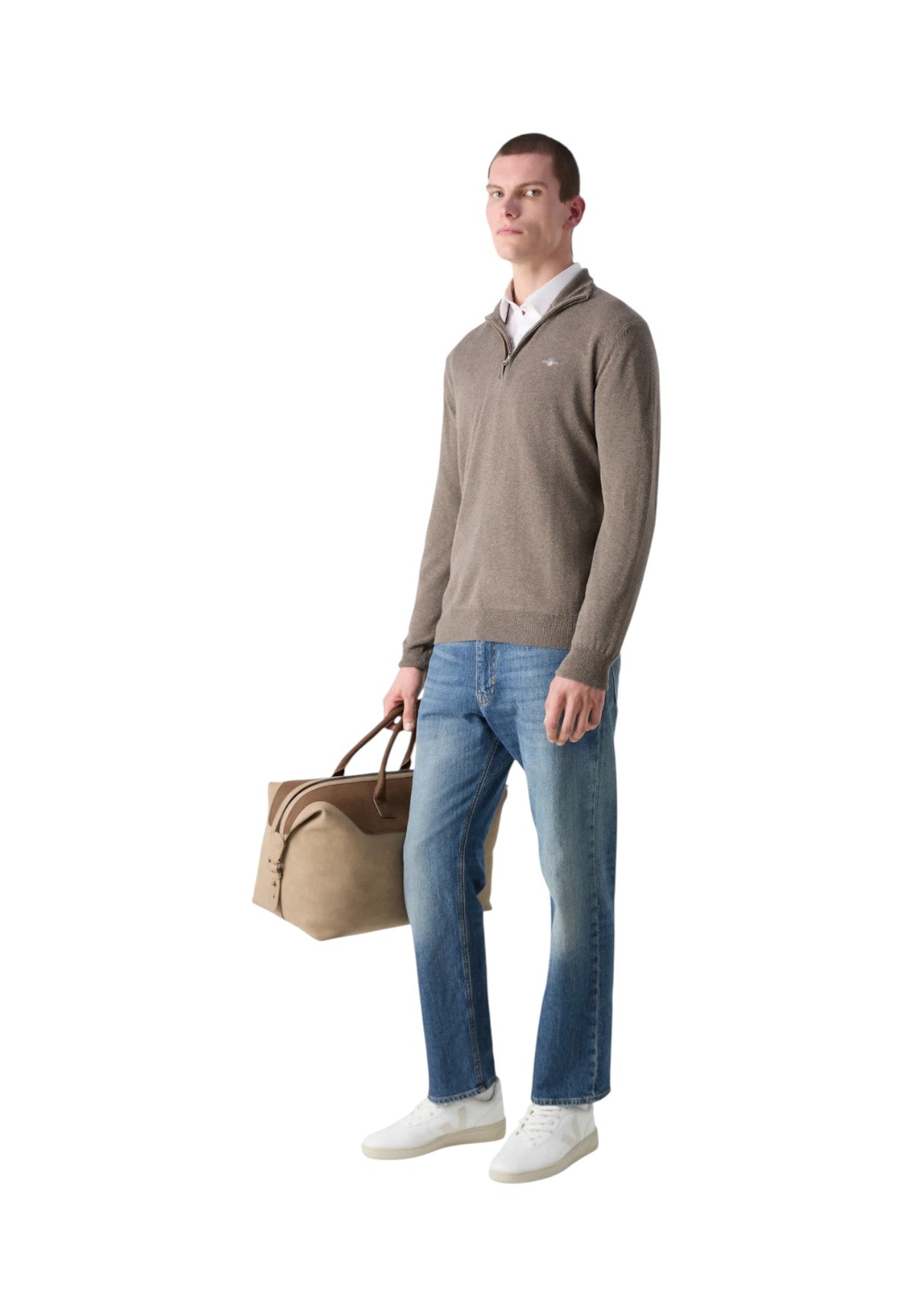 Maglione con Scollo a V 8060069 Dark Hazelnut Melange