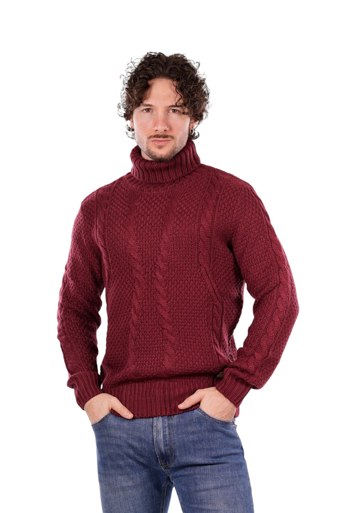 Maglione Collo Alto BW793-F25 Bordeaux
