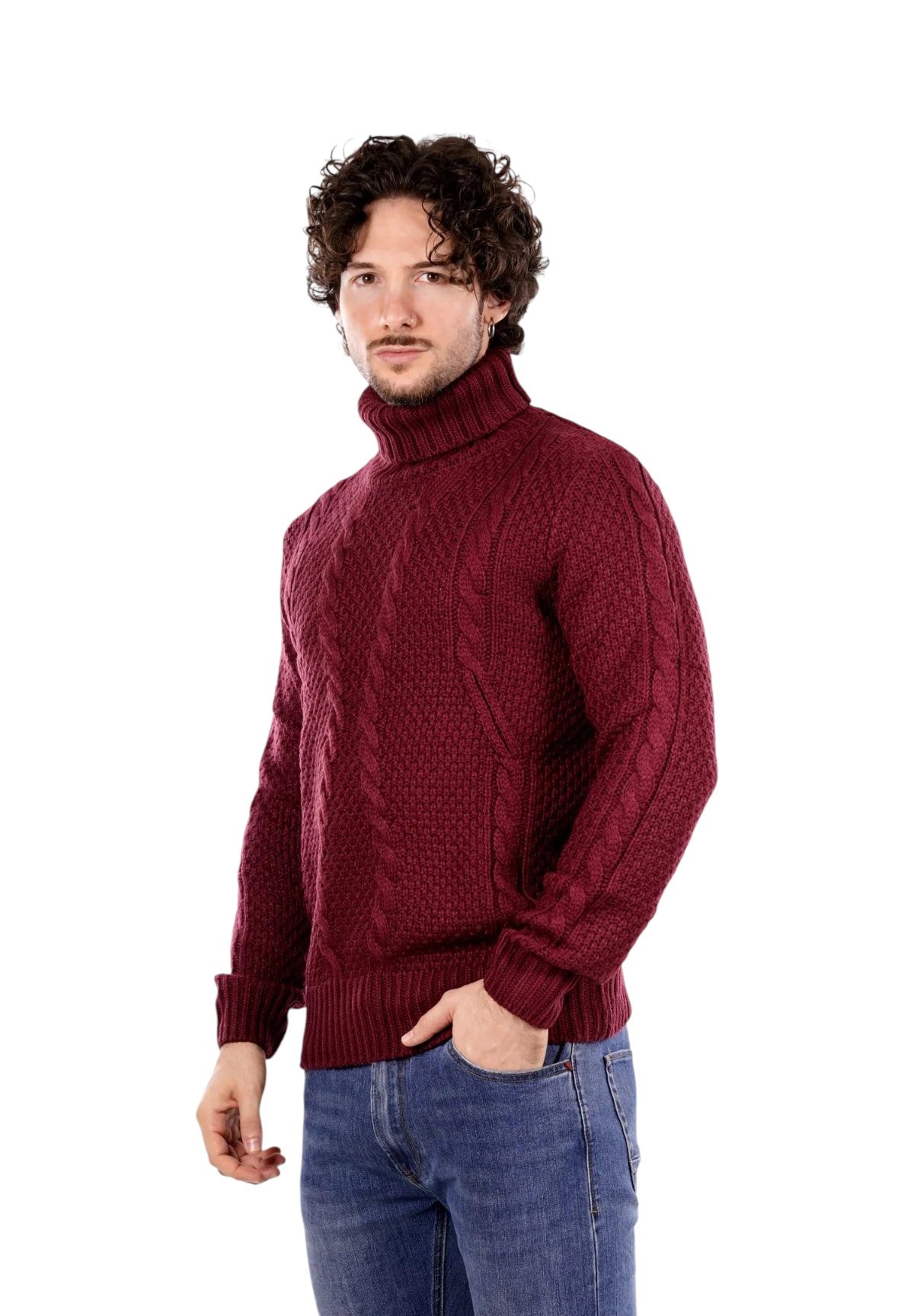 Maglione Collo Alto BW793-F25 Bordeaux