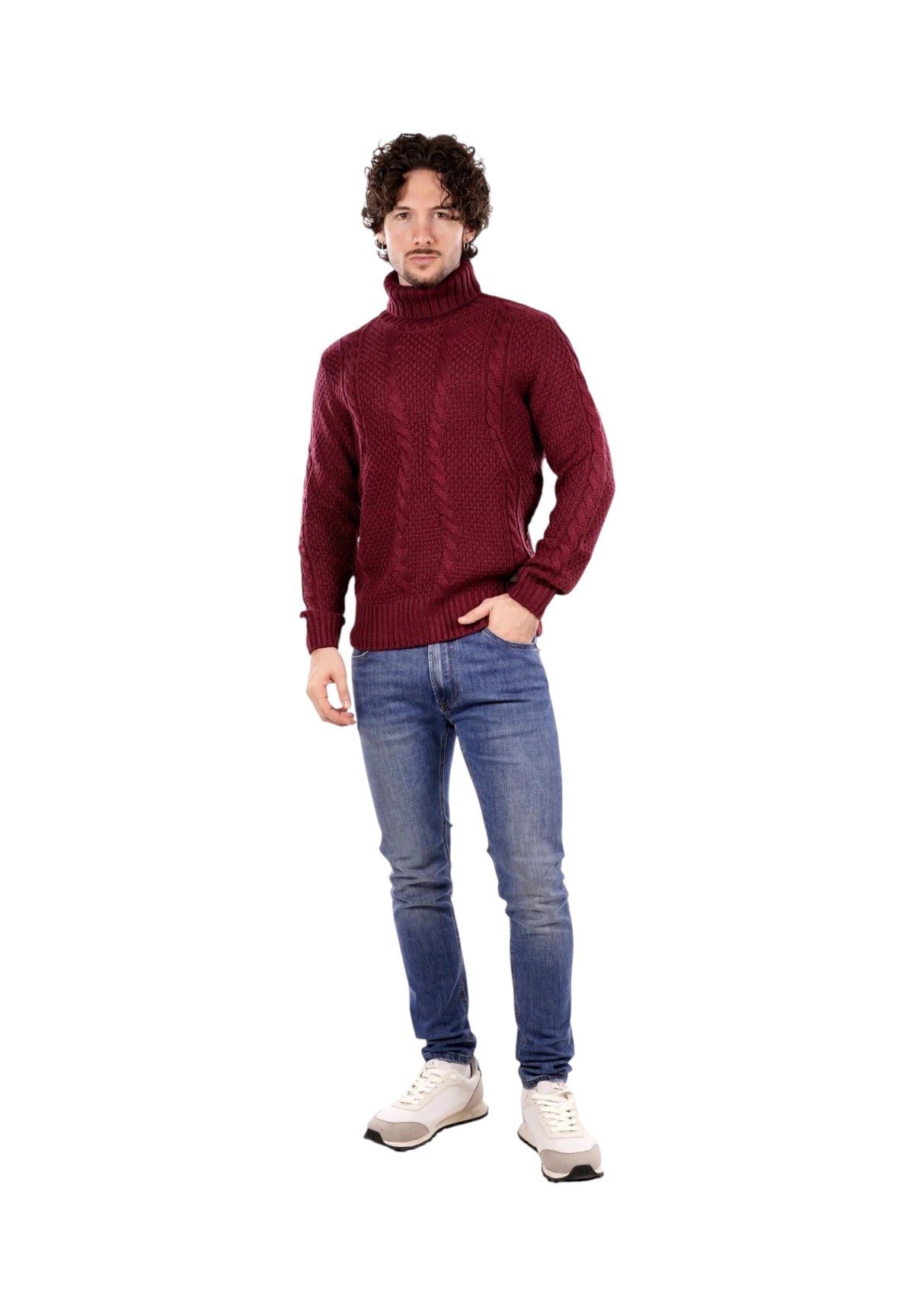 Maglione Collo Alto BW793-F25 Bordeaux