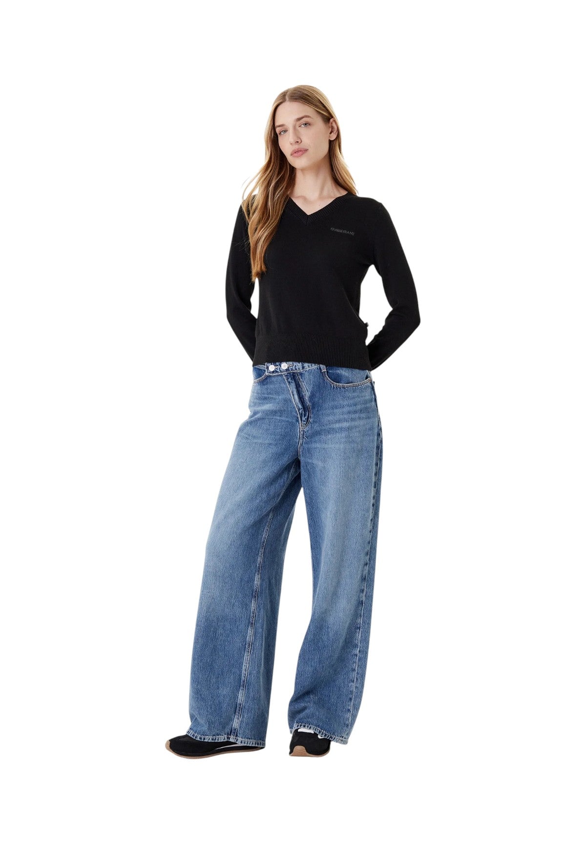 Maglione con Scollo a V W4BR84 Jet Black A996