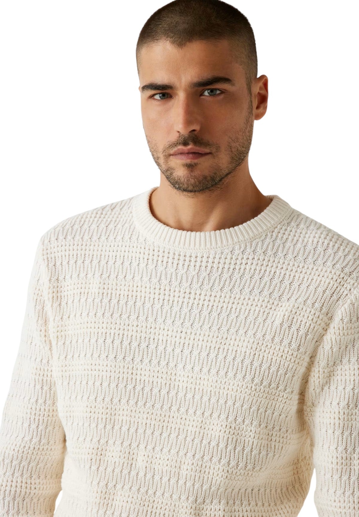 Maglione Girocollo Intrecciato M5BR14 Salt white