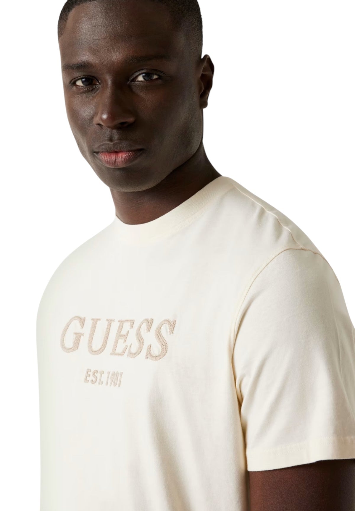 T-shirt a Maniche Corte Logo Frontale M5YI17 Pearl white