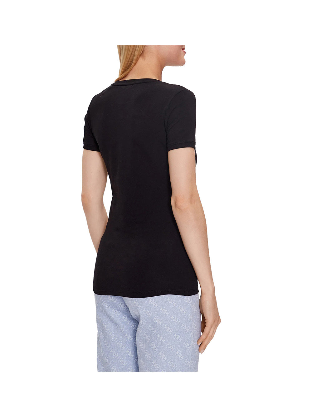 T-shirt con Scollo a V Mini Triangle W2YI45 Jet Black A996