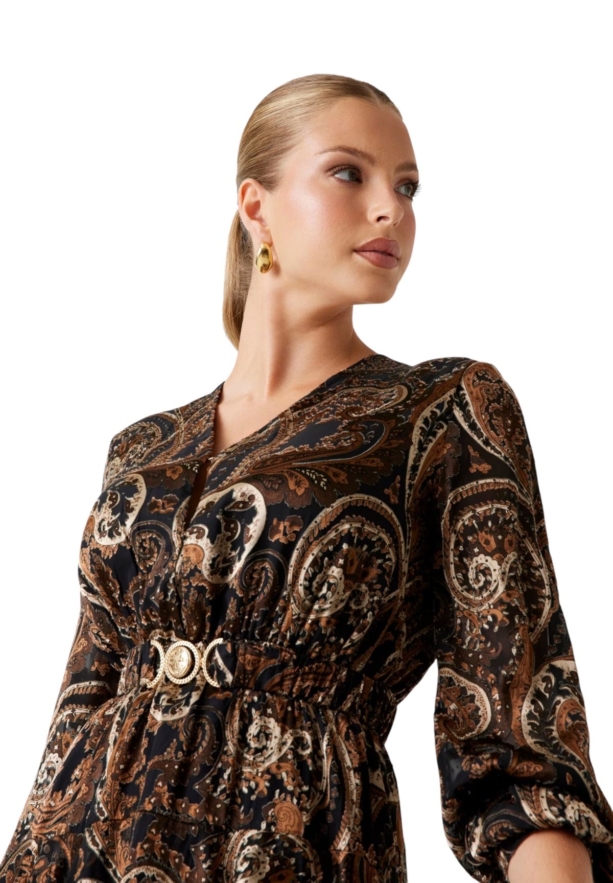 Abito Clarisse W5BK53 Umber Paisley Print