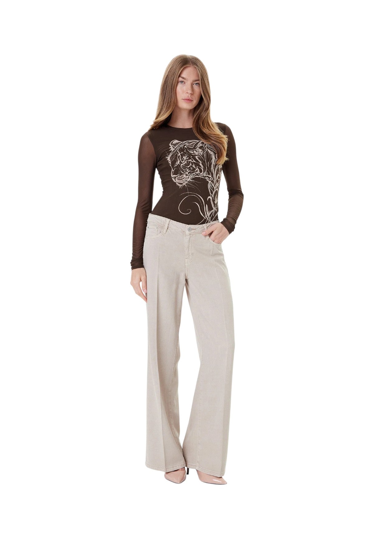 Pantaloni Sexy W5RA96 Washed Taupe Multi
