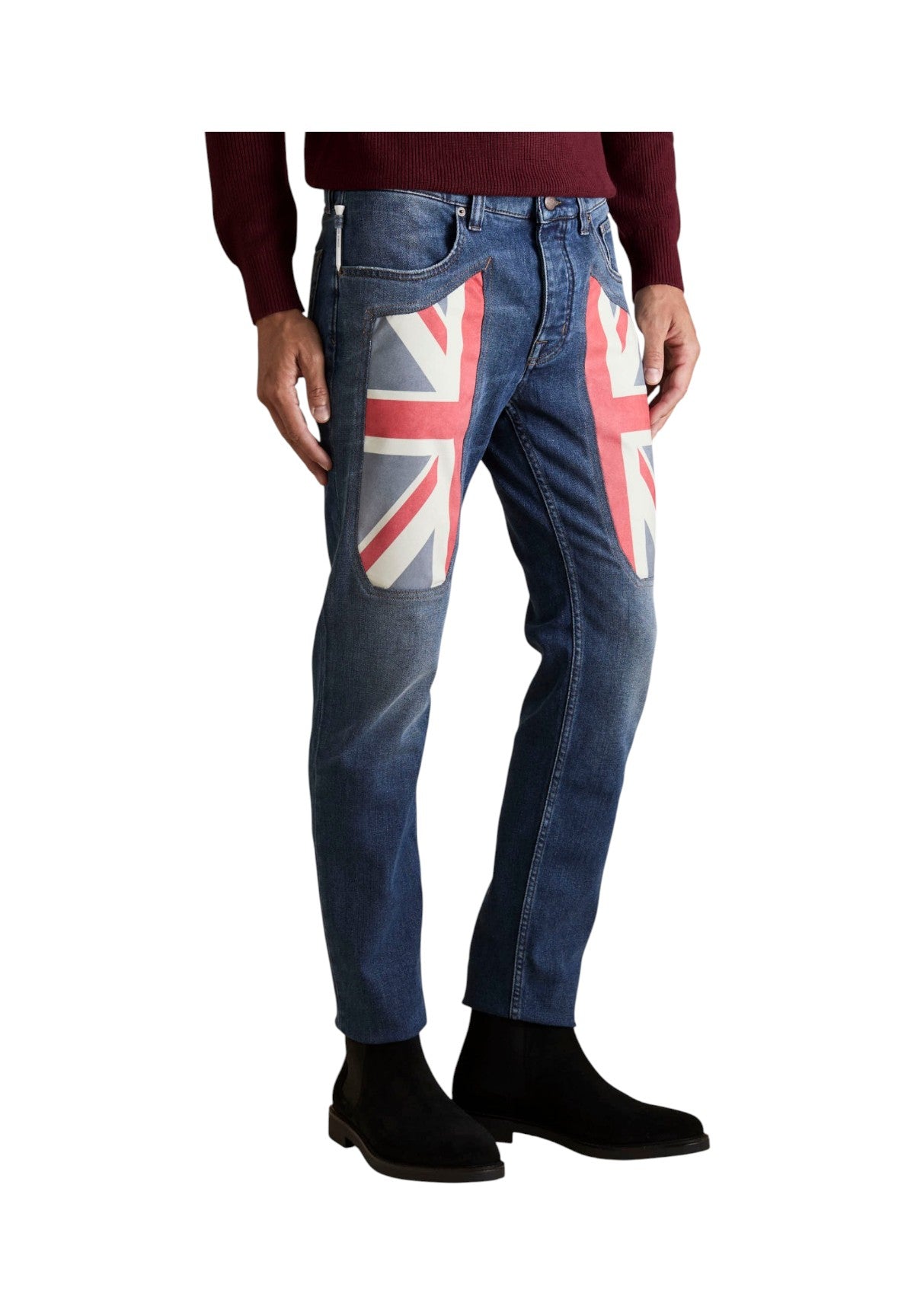 Pantaloni 5 Tasche Anniversary 5 Tasche ANNIV002 Blu Scuro Toppe Uk Colorata