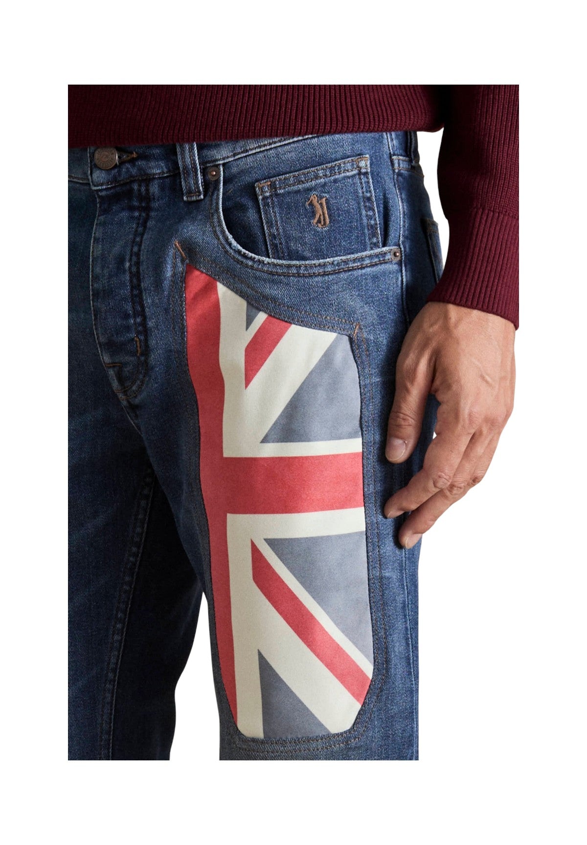Pantaloni 5 Tasche Anniversary 5 Tasche ANNIV002 Blu Scuro Toppe Uk Colorata