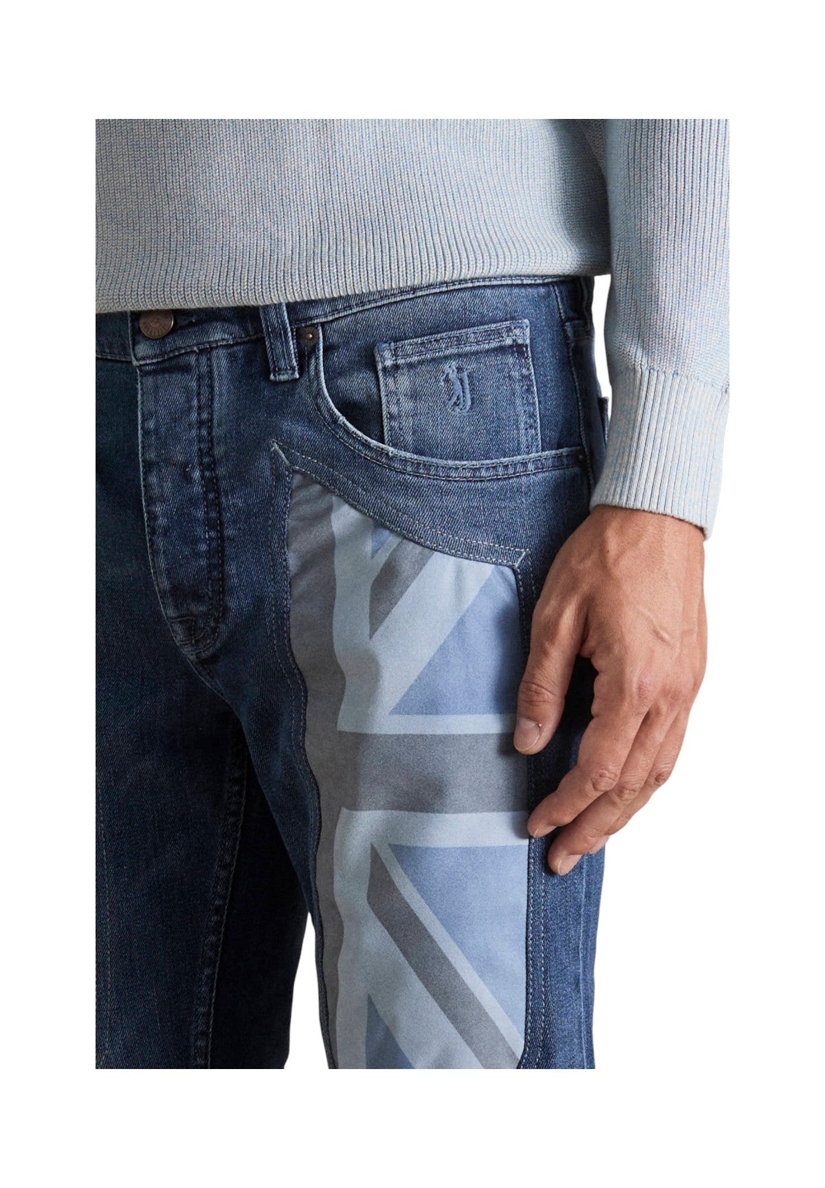 Pantaloni 5 Tasche Anniversary 5 Tasche ANNIV002 Blu Scuro Toppe Uk Blu