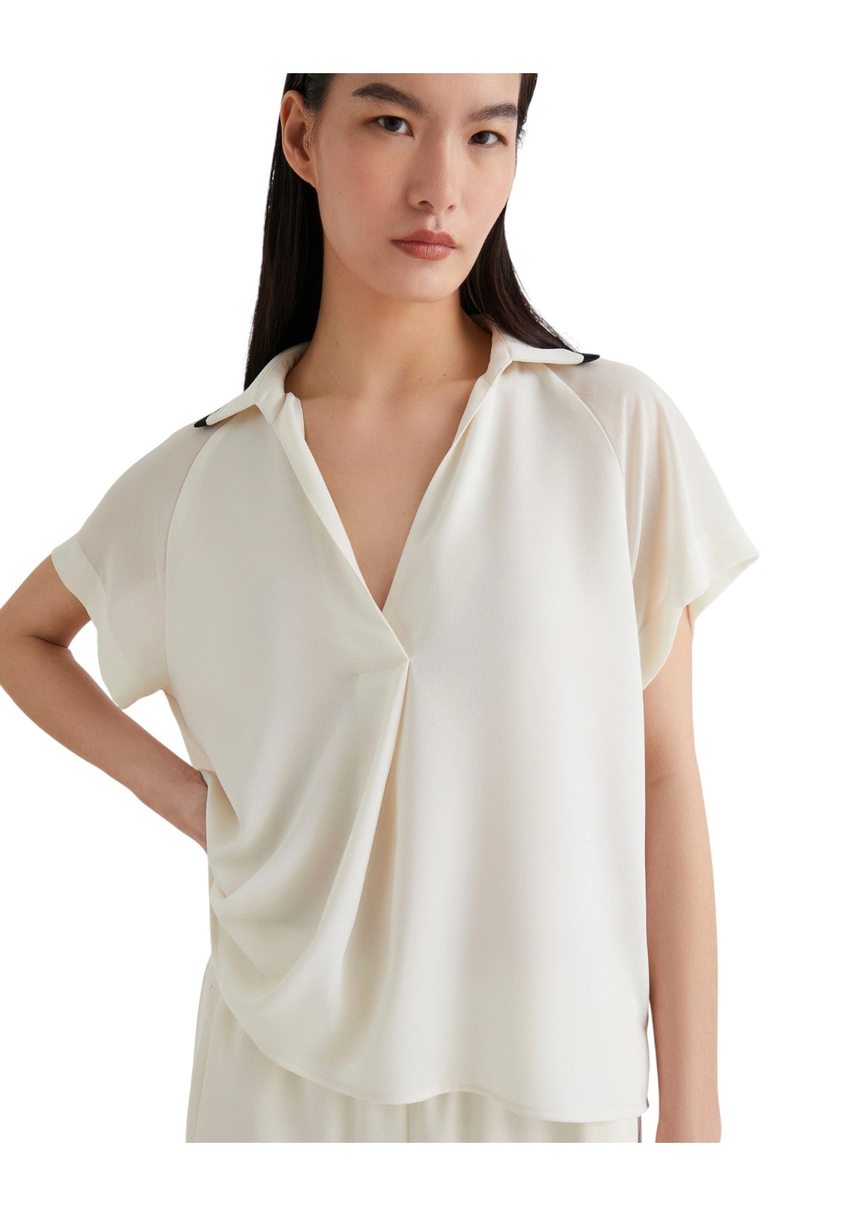 Camicia a Maniche Corte 2523116053200 CALMO Bianco Lana