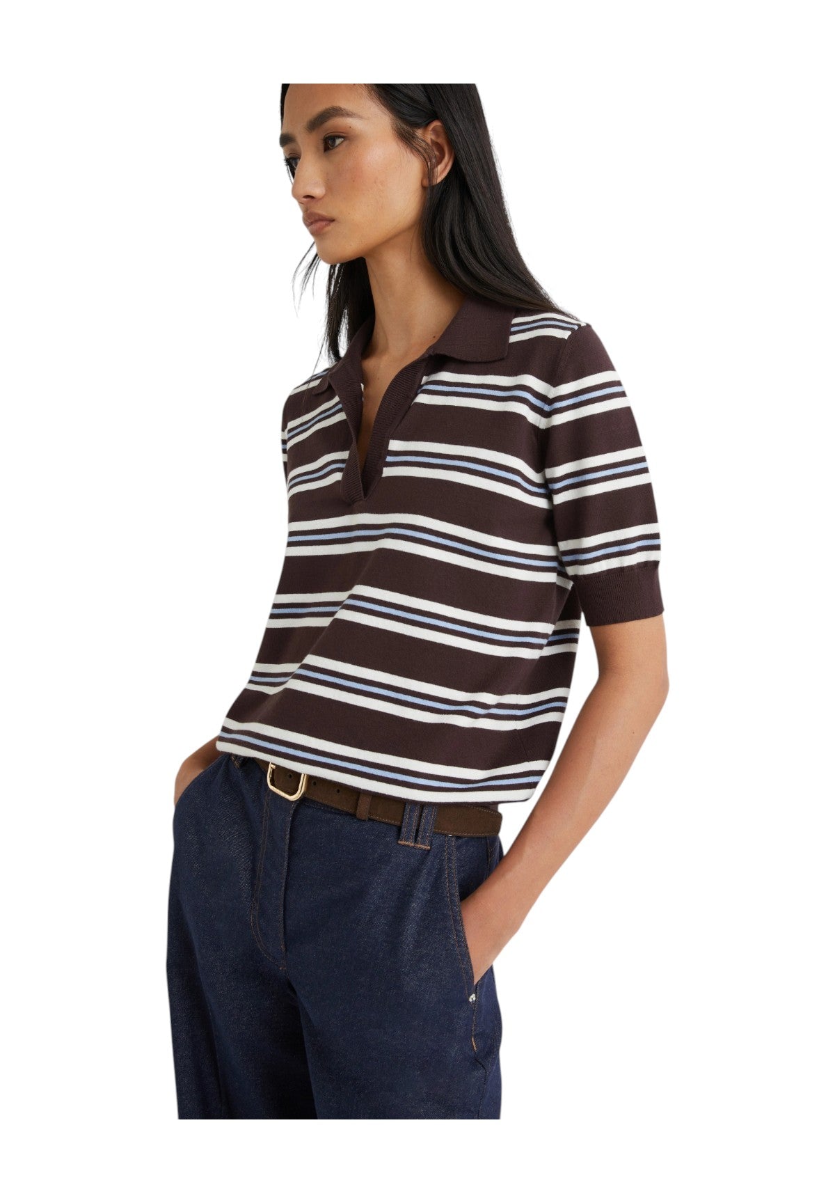 Maglione con Scollo a V GEMINI Cioccolato