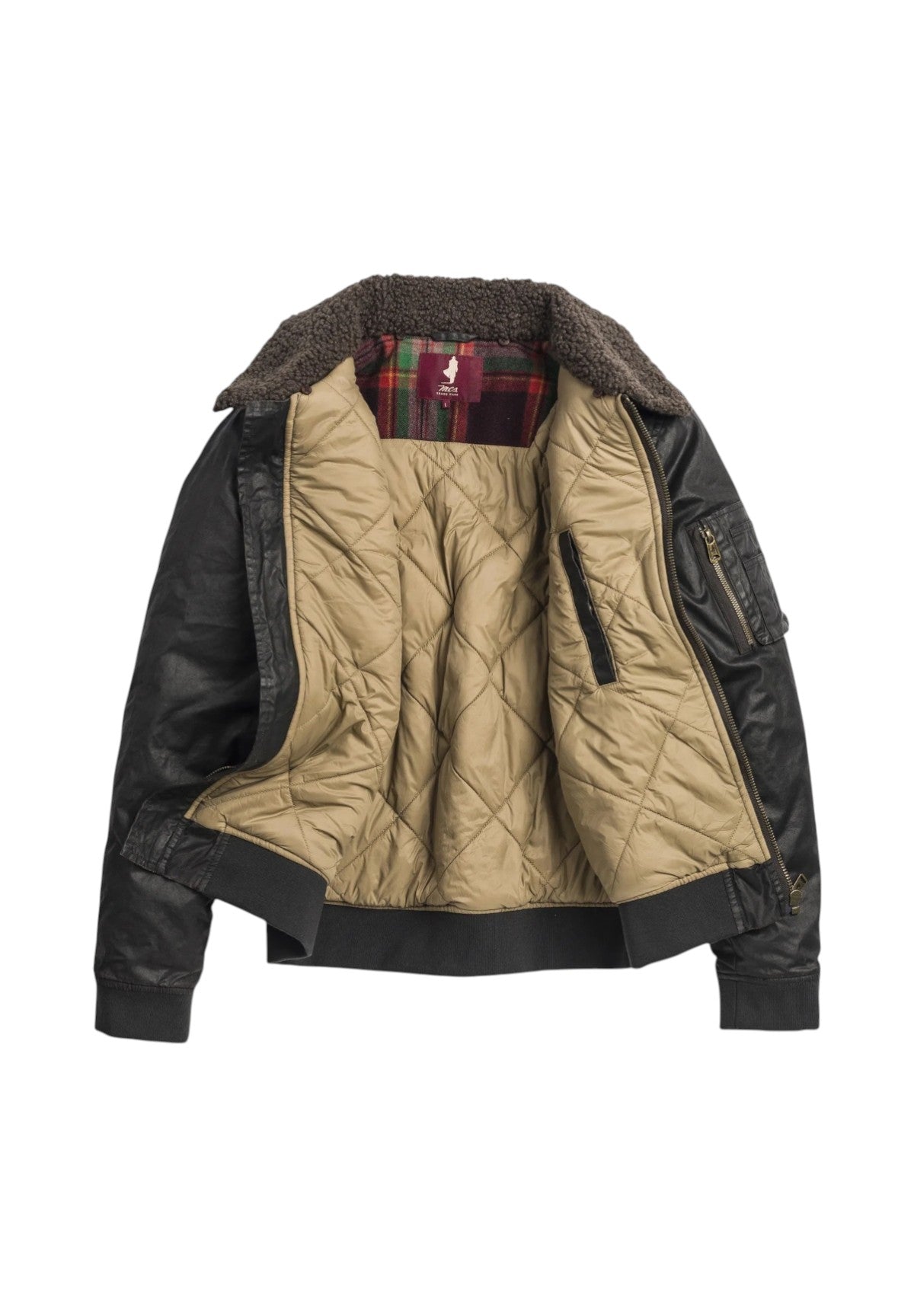 Giacca in Pelle Waxed Cotton Bomber Jacket 11MSJ011-03704 Fudge Chocolate