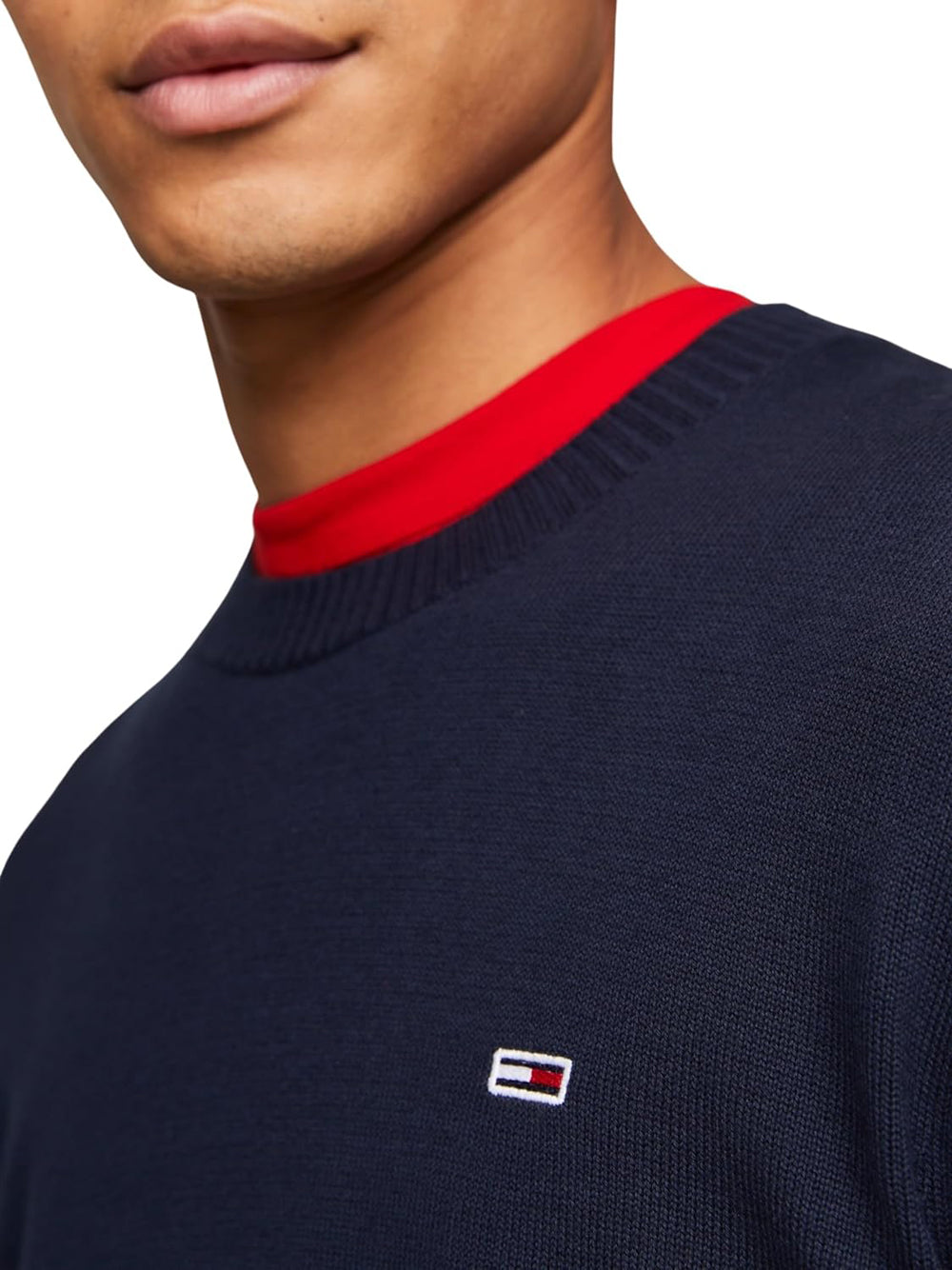 Maglione Girocollo Tjm Slim Ess Light S DM0DM18895 Dark Night Navy