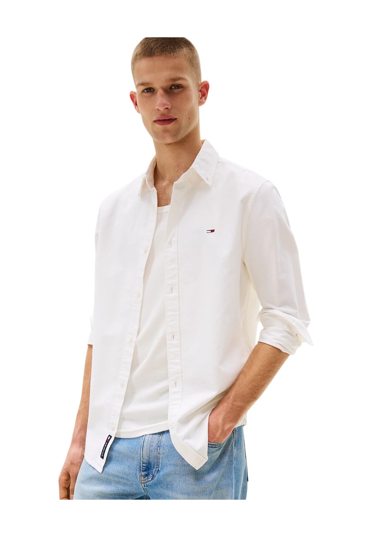 Camicia a Maniche Lunghe Tjm Reg Oxford Shirt DM0DM21298 Ecru