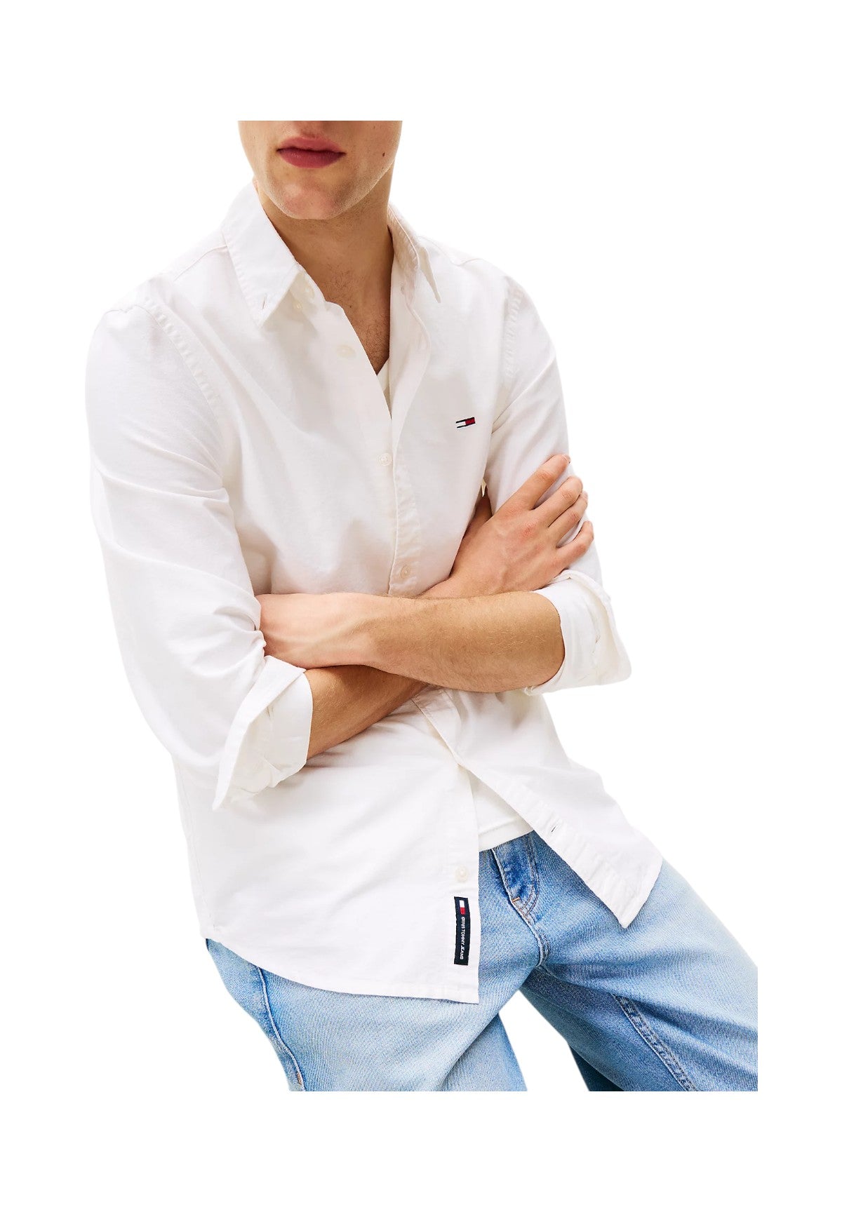 Camicia a Maniche Lunghe Tjm Reg Oxford Shirt DM0DM21298 Ecru