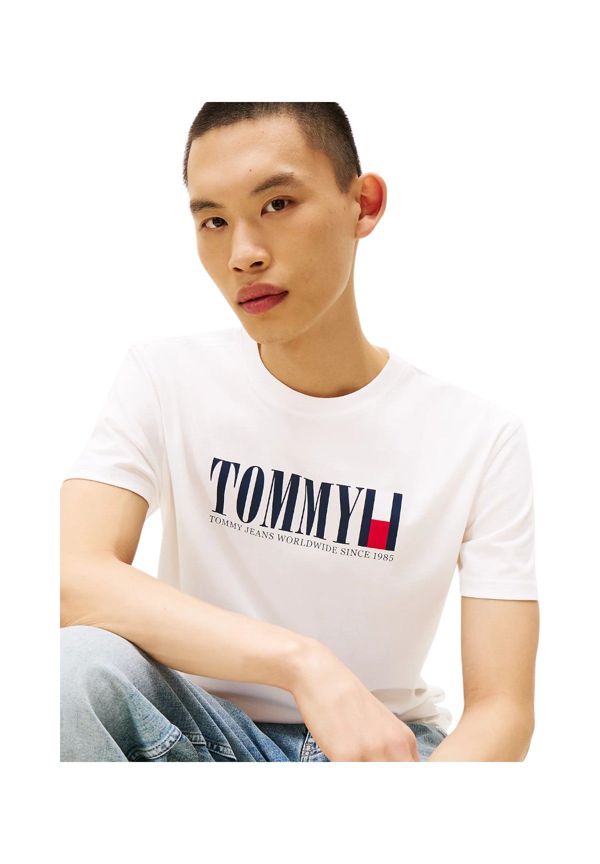 T-shirt a Maniche Corte Tjm Reg Tommy Dna Fl DM0DM21941 Ecru