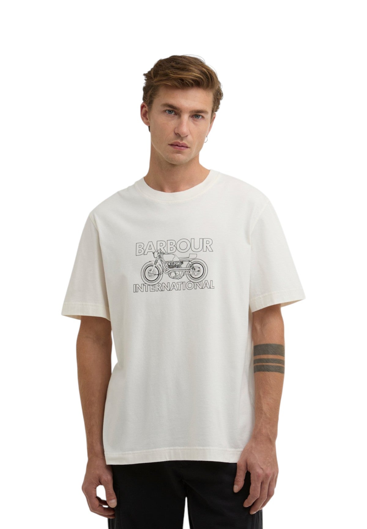 T-shirt a Maniche Corte Cowl Motorbike Graphic T-Shirt MTS1578 Whisper White