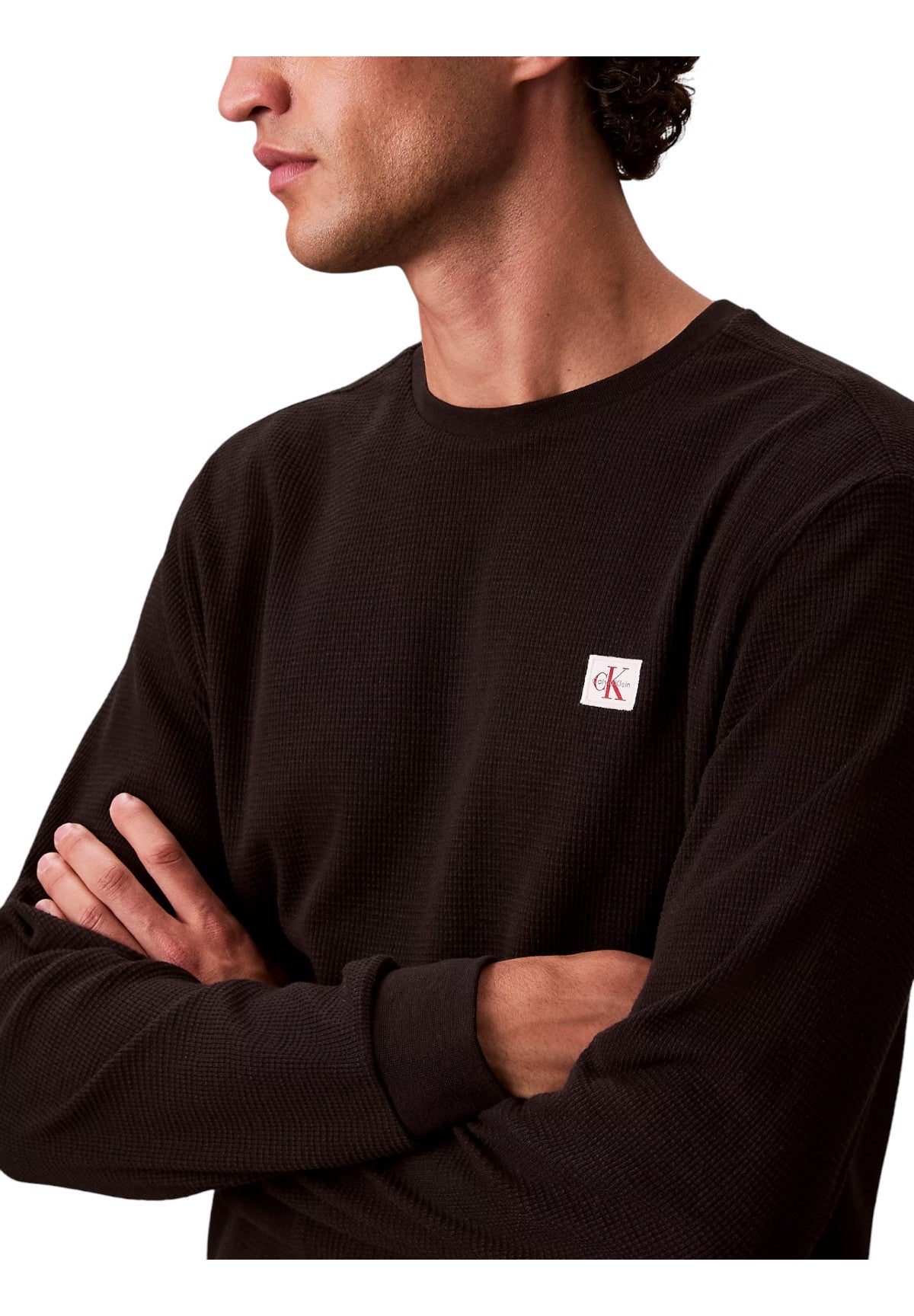 T-shirt a Maniche Lunghe Ls Waffle Badge Crew LV040EM217 Black